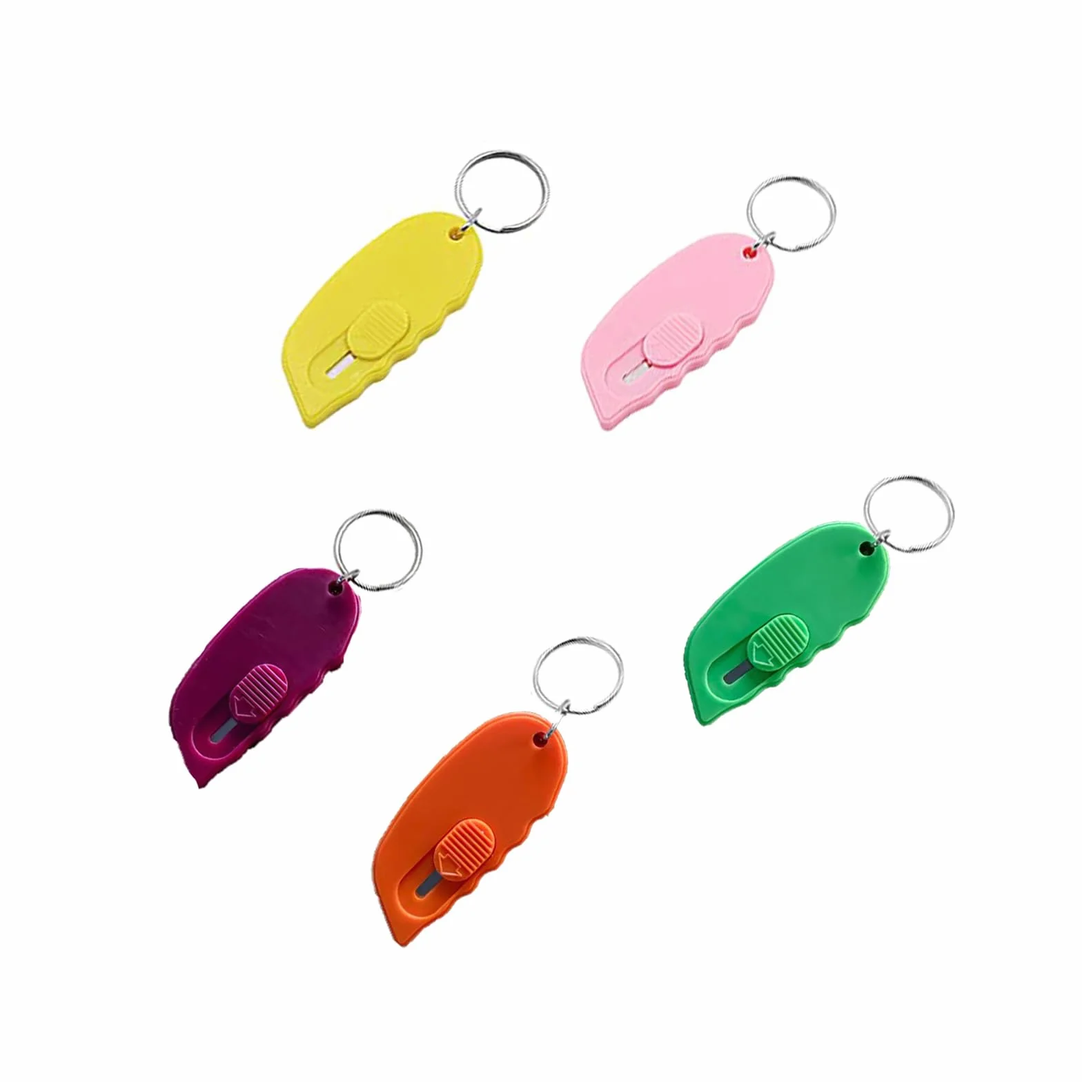 Mini Ouvre-Boîte Rétractable 5 Pièces Coupe-Courrier avec Lame de Sécurité Porte-Clés