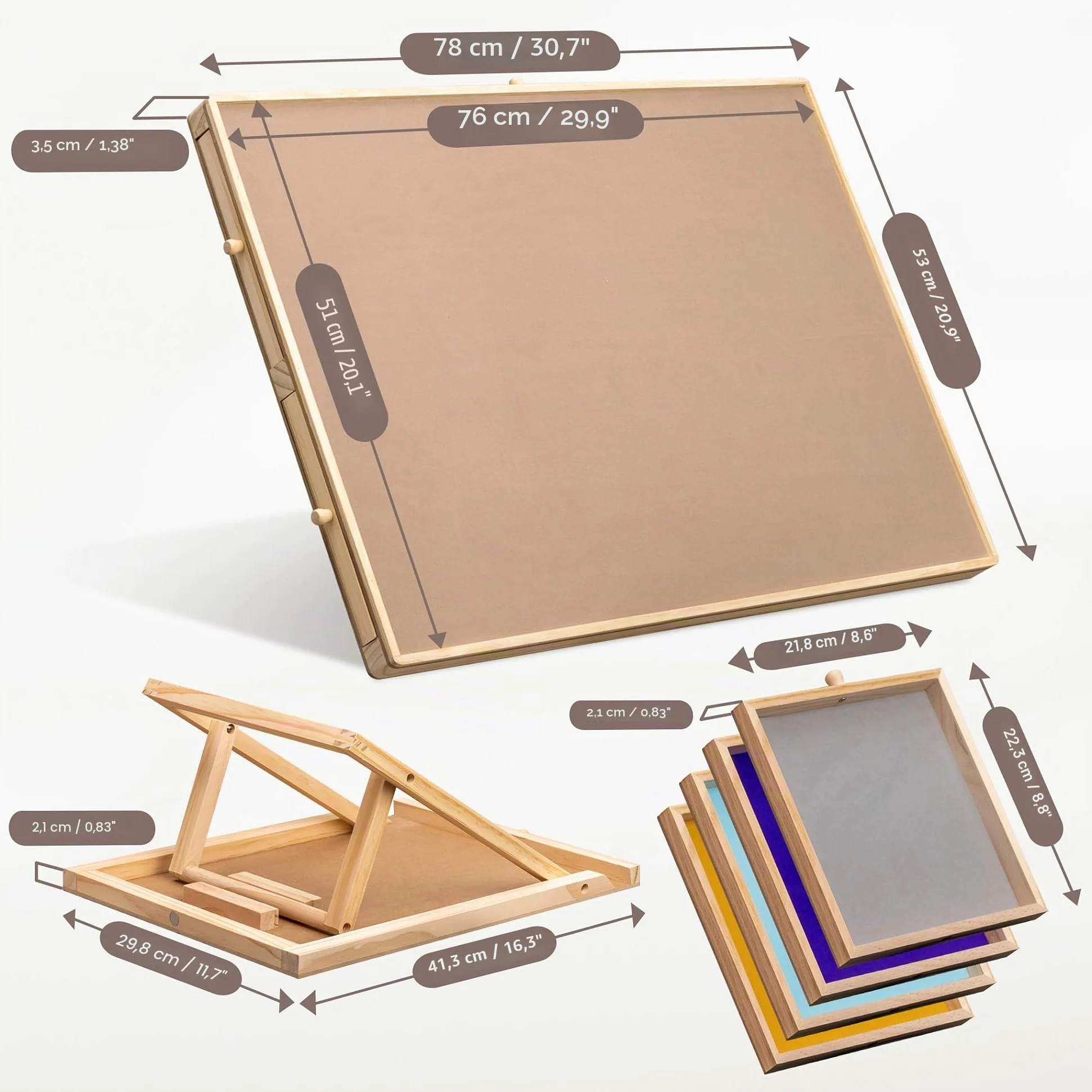 Tektalk Table de Puzzle avec Support réglable intégré Plateau en Bois à 3 Angles d'inclinaison Couvercle Amovible 4 tiroirs de tri jusqu'à 1000 pièces