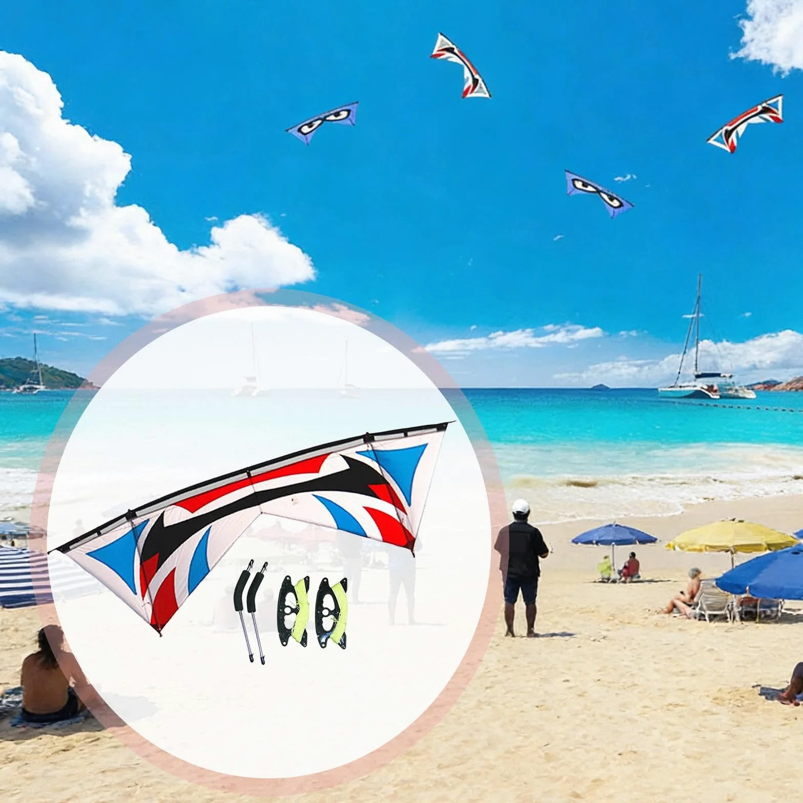 Milageto à Quatre Lignes, Facile à Piloter pour Adultes, Amusant et Professionnel, idéal pour Le Parc, Un Anniversaire, la Plage ou Le Jardin, Bleu