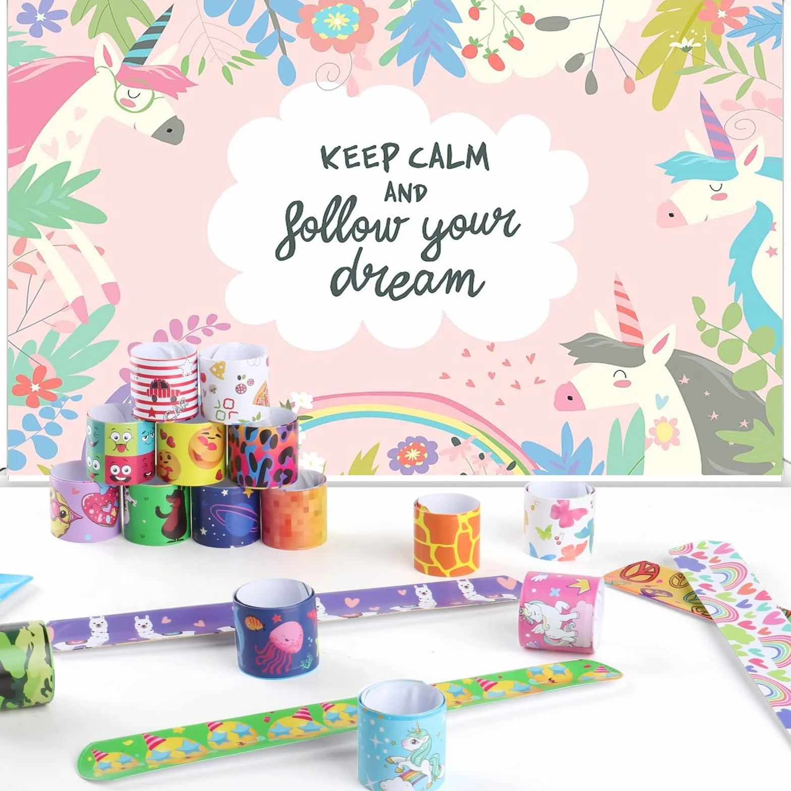 Slap Bracelet 24/30/50 pcs Animaux Dinosaures Licorne Sirène Enfants Filles Garçons