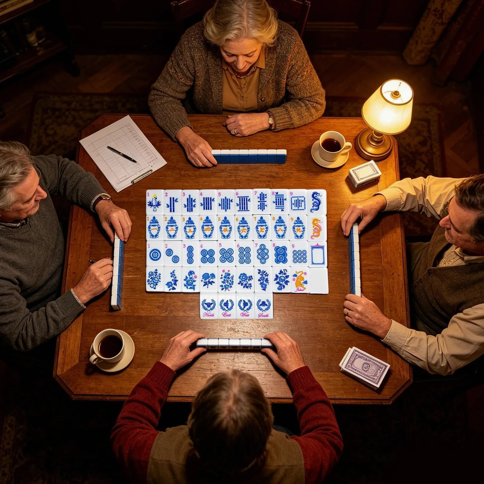 Coffret de tuiles de Mahjong De Société Américain en Acrylique 160 | Mahjong Américain pour Maison Voyages Déplacements Piscine Adultes Soirées Débutants Joueurs
