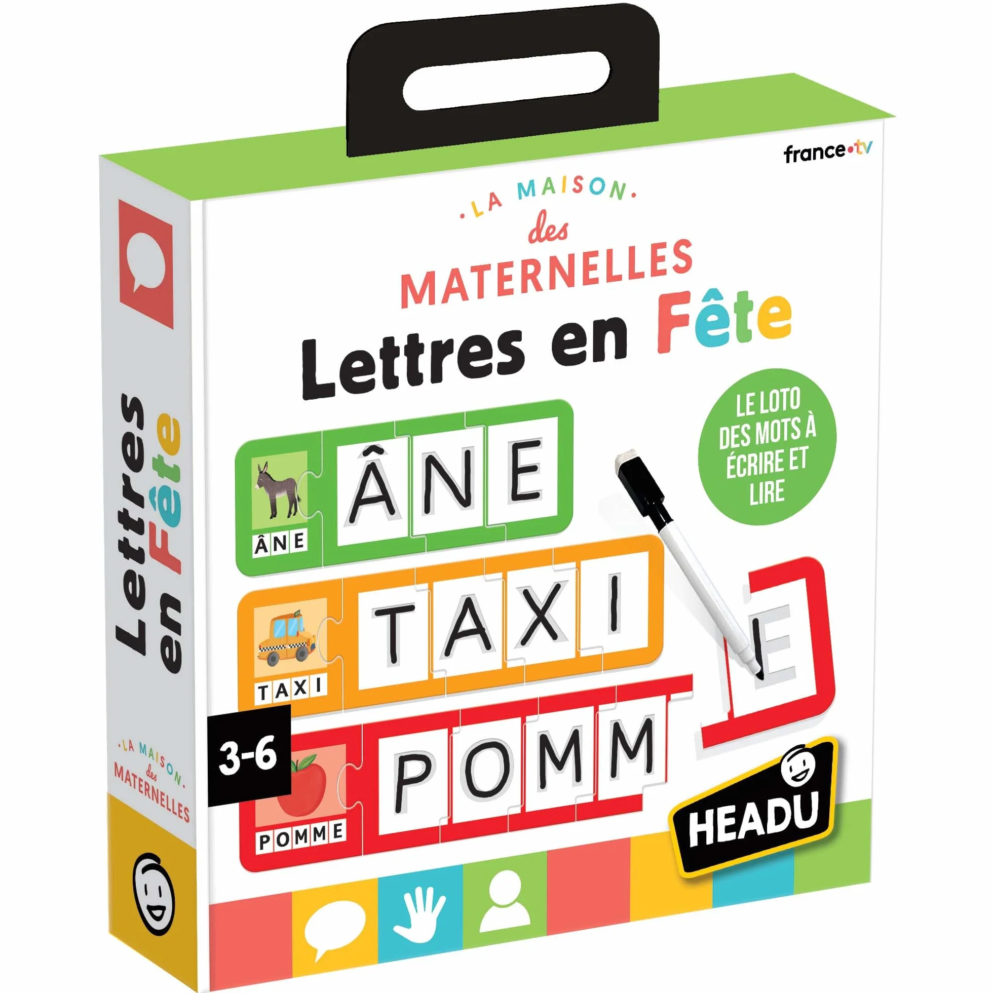 HEADU Lettres en Fête - Le Loto des Mots À Écrire Et Lire | Jeu Educatif 3-6 Ans, Made in Italy