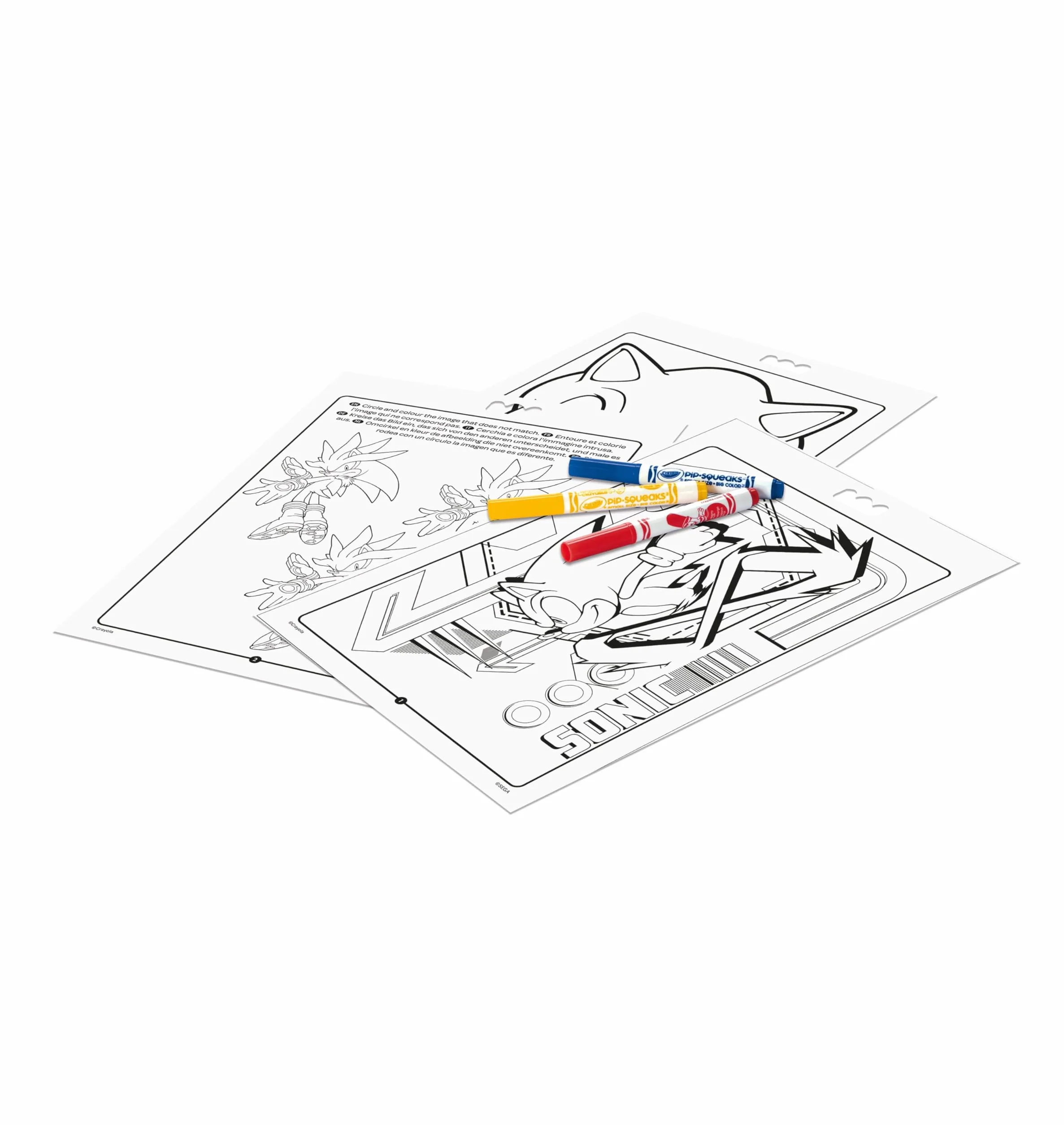 Crayola Album Activité et Coloriage Sonic, 32 Pages, 7 Mini-Feutres Lavables