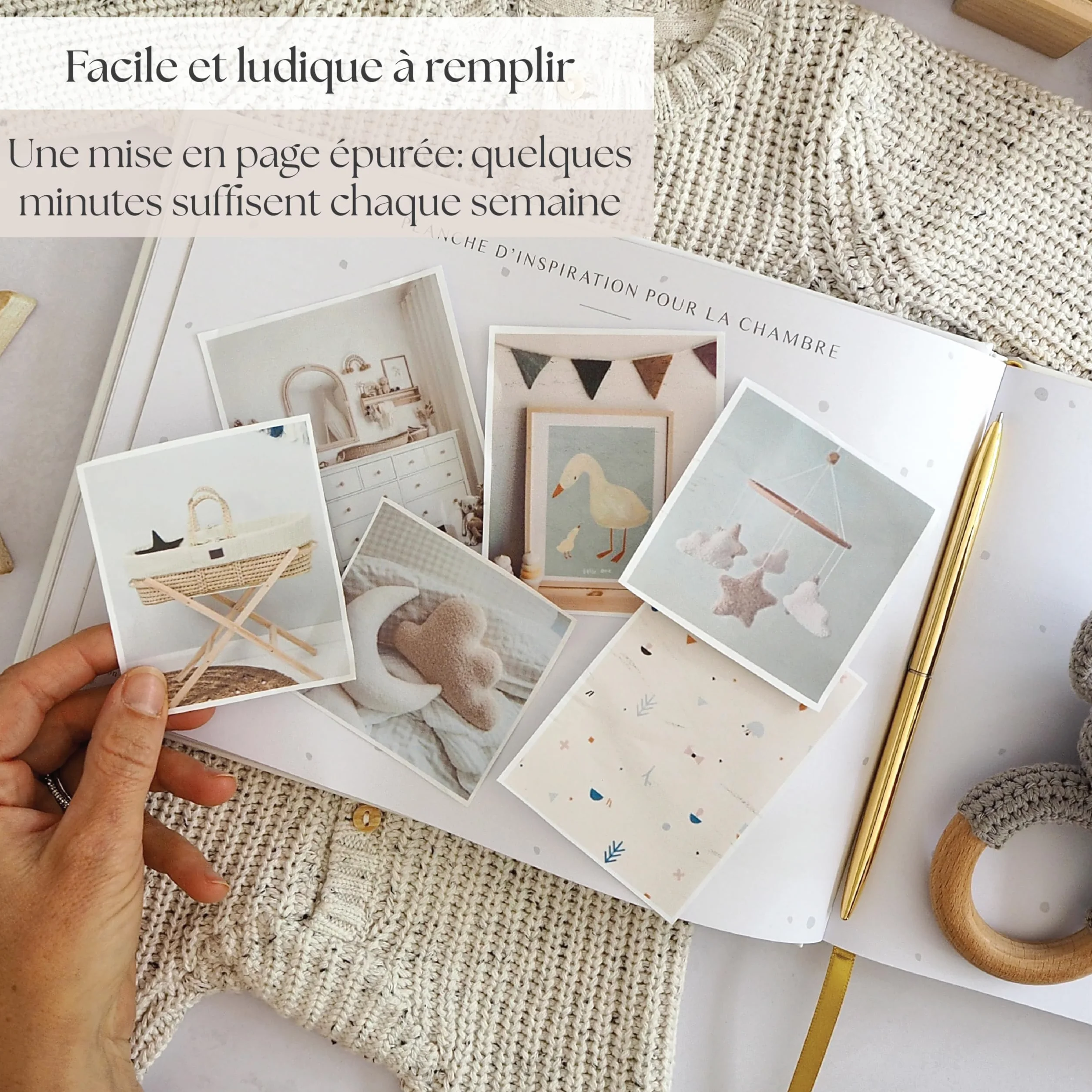 Journal de Grossesse de Luxe pour Futures Mamans - Carnet avec Calendrier, Scrapbook, Check-list, Organisateur et Livre de Naissance (Doré)