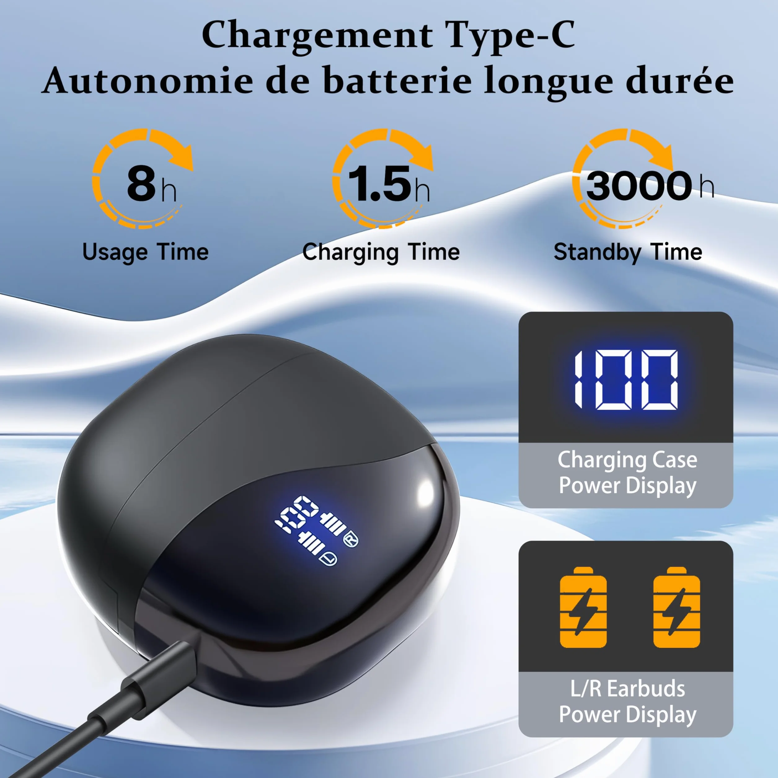 Écouteurs Bluetooth Traducteur Vocal Instantané IA, 140+ Langues, Sans WiFi, Compatible iOS Android