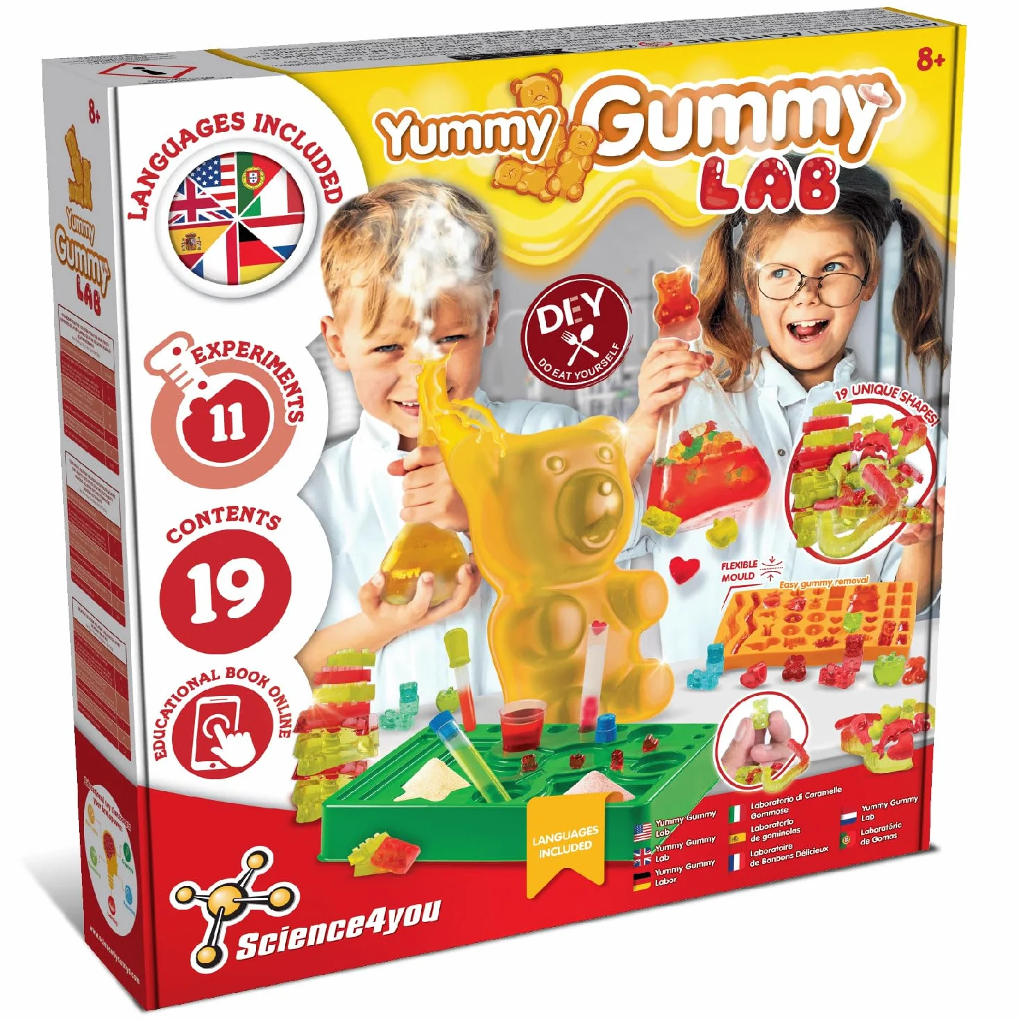 Science4you Atelier des Bonbons Gélifiés pour Enfants - Fabrication de Bonbons Gélifiés en 19 Formes, Boîte Cadeau Sucrée 7+