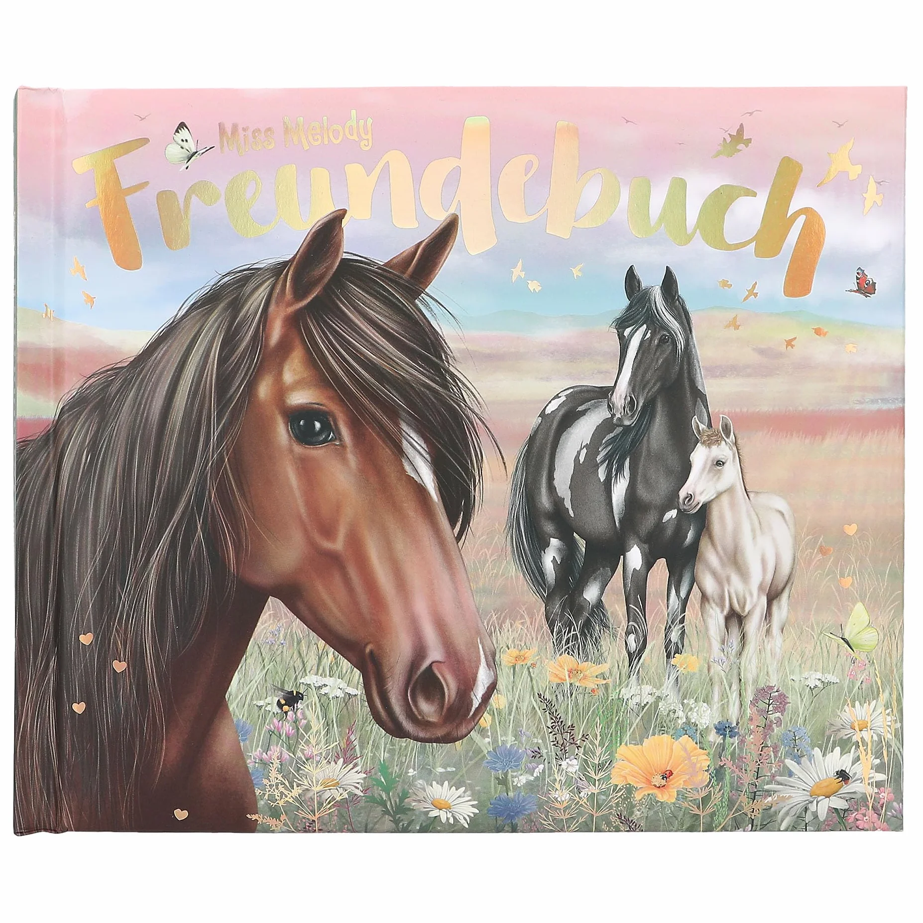 Depesche Miss Melody Livre d'amitié Motif Cheval Fleurs Or 108 Pages