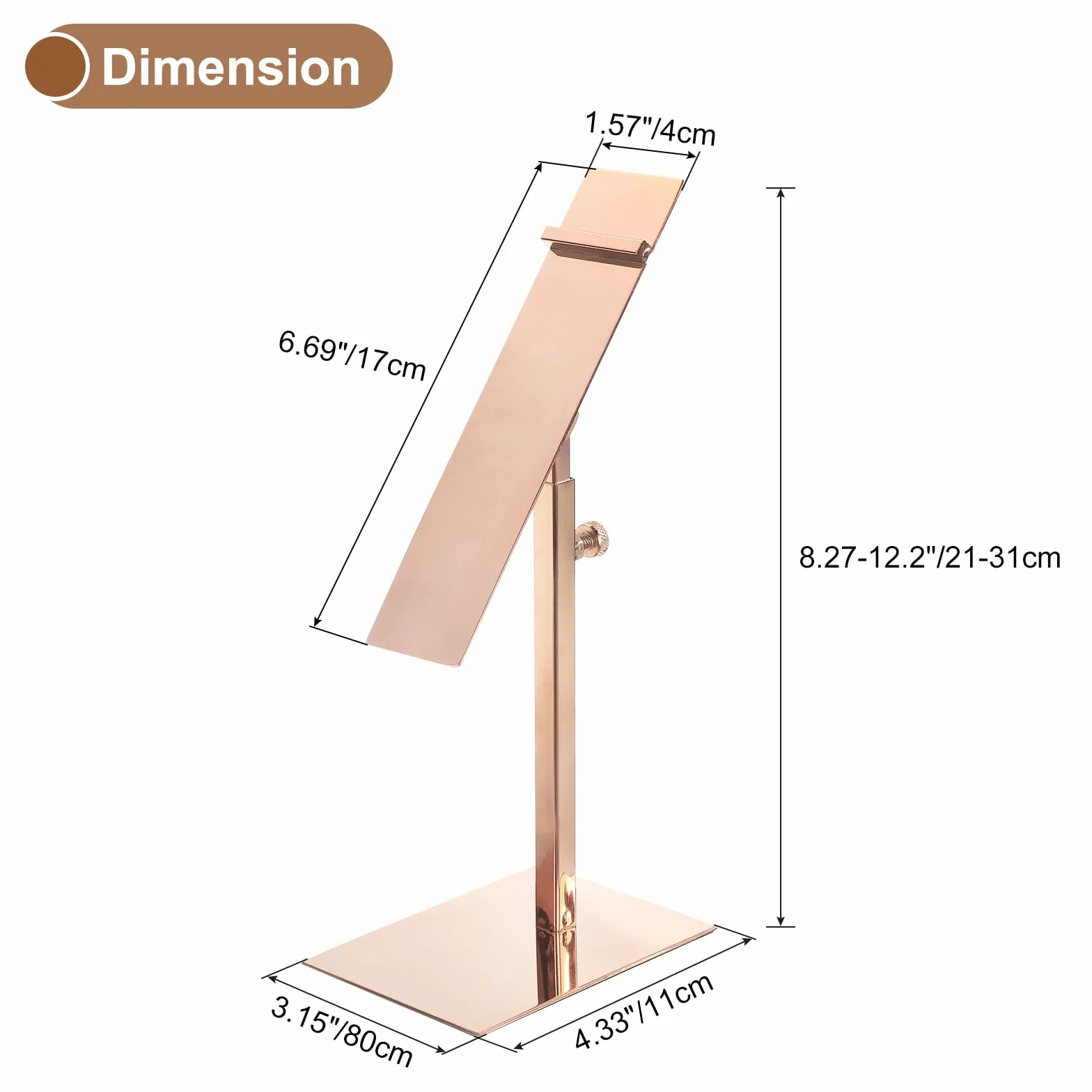 QUARKZMAN Présentoir Chaussures Support Réglable Hauteur 8,27" - 12,2" Métal Rose Doré