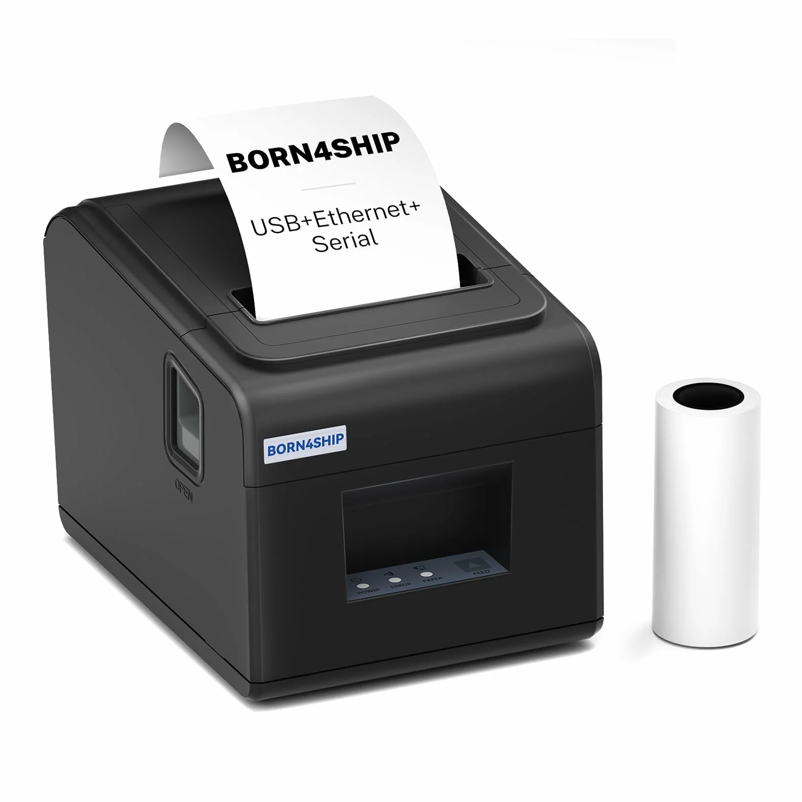 Imprimante Ticket de Caisse 80mm Thermique USB Ethernet Serial, Support de Coupe Automatique, Noir