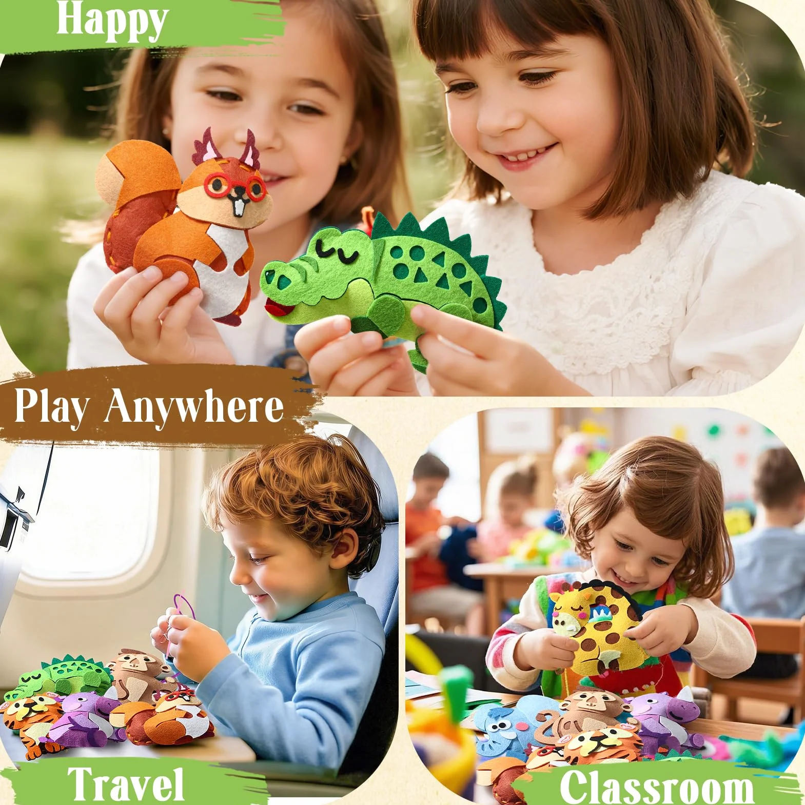 Toylink Kit Couture Enfant, Kit Créatif Bricolage avec 12 Feutres & Aiguilles Plastique, Cadeau 5-10 Ans Fille Garçon