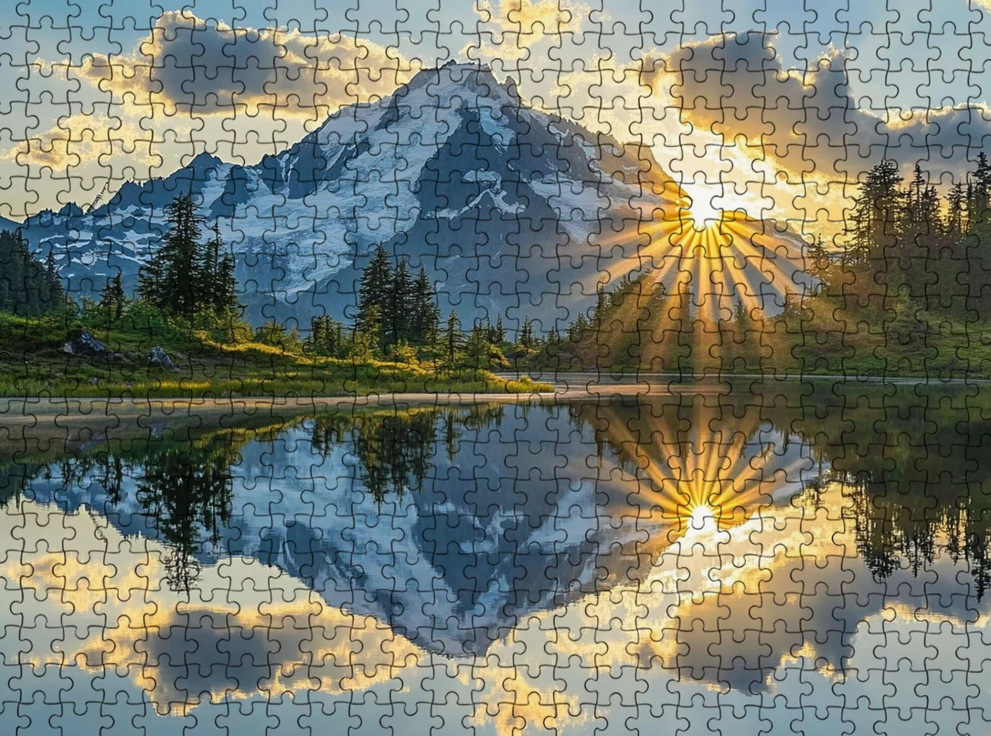 Paysage Coucher Soleil Puzzle 1000 Pièces pour Adultes, Format 75 x 50 cm, Challenge Casse-Tête de Famille, Loisirs Créatifs et Relaxation, Pièces Robustes avec Lettres au Dos, Décor Murale f0-525
