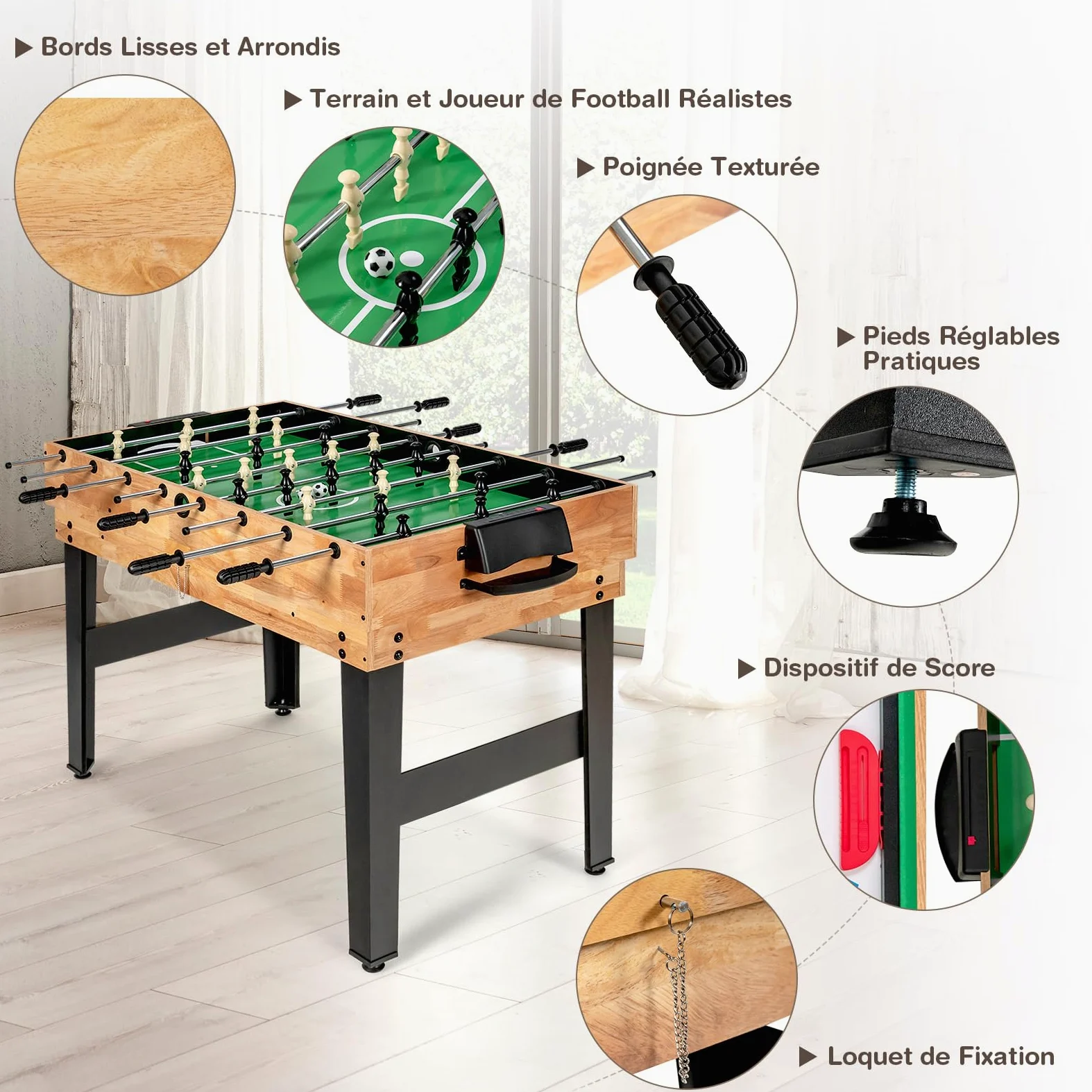 COSTWAY 10 en 1 Table de Baby-Foot avec Billard Hockey Shuffleboard Bowling, Table Multijeux Empilable avec Pieds Réglables & Marqueur, Jouet d'arcade pour Adulte Enfant pour Fête Bar Salle de Jeux