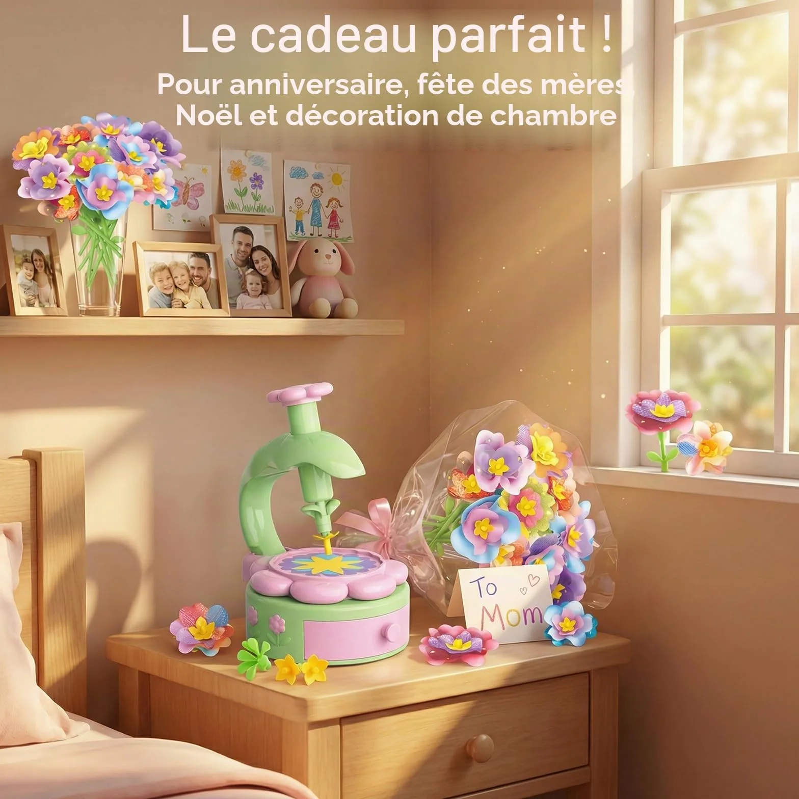Kit Création Bouquet de Fleurs Enfant, Jouet Bricolage Filles 4-9 Ans