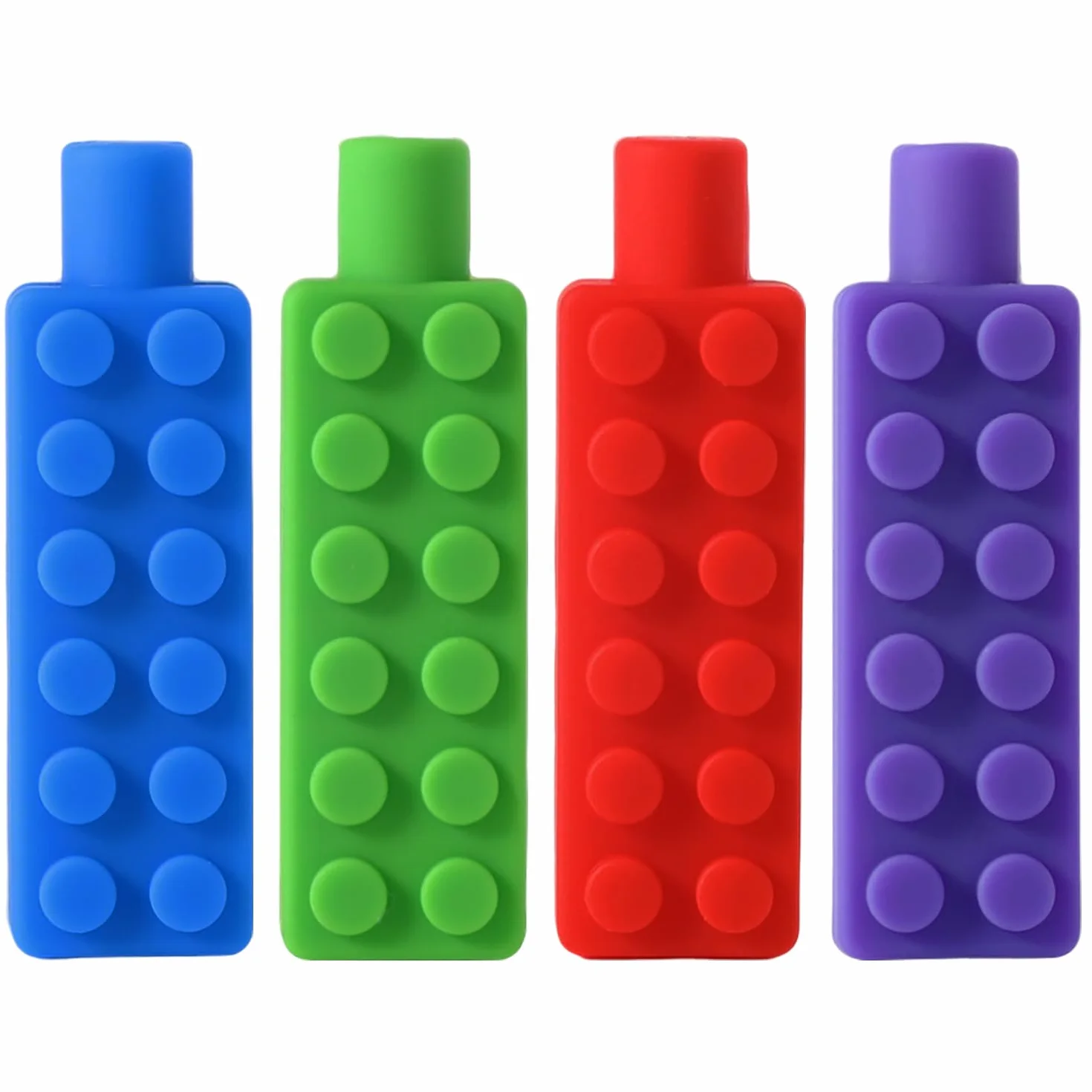 Lot de 4 Embouts de Crayon À Mâcher Silicone Sensoriels pour Dentition, Autisme, TDAH, Enfants