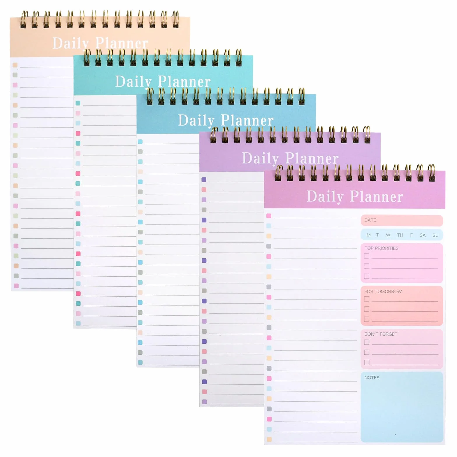 A5 To Do List 5 Paquets Planificateur Journalier Non Daté 150 Feuilles Daily Planner Carnet à Spirale
