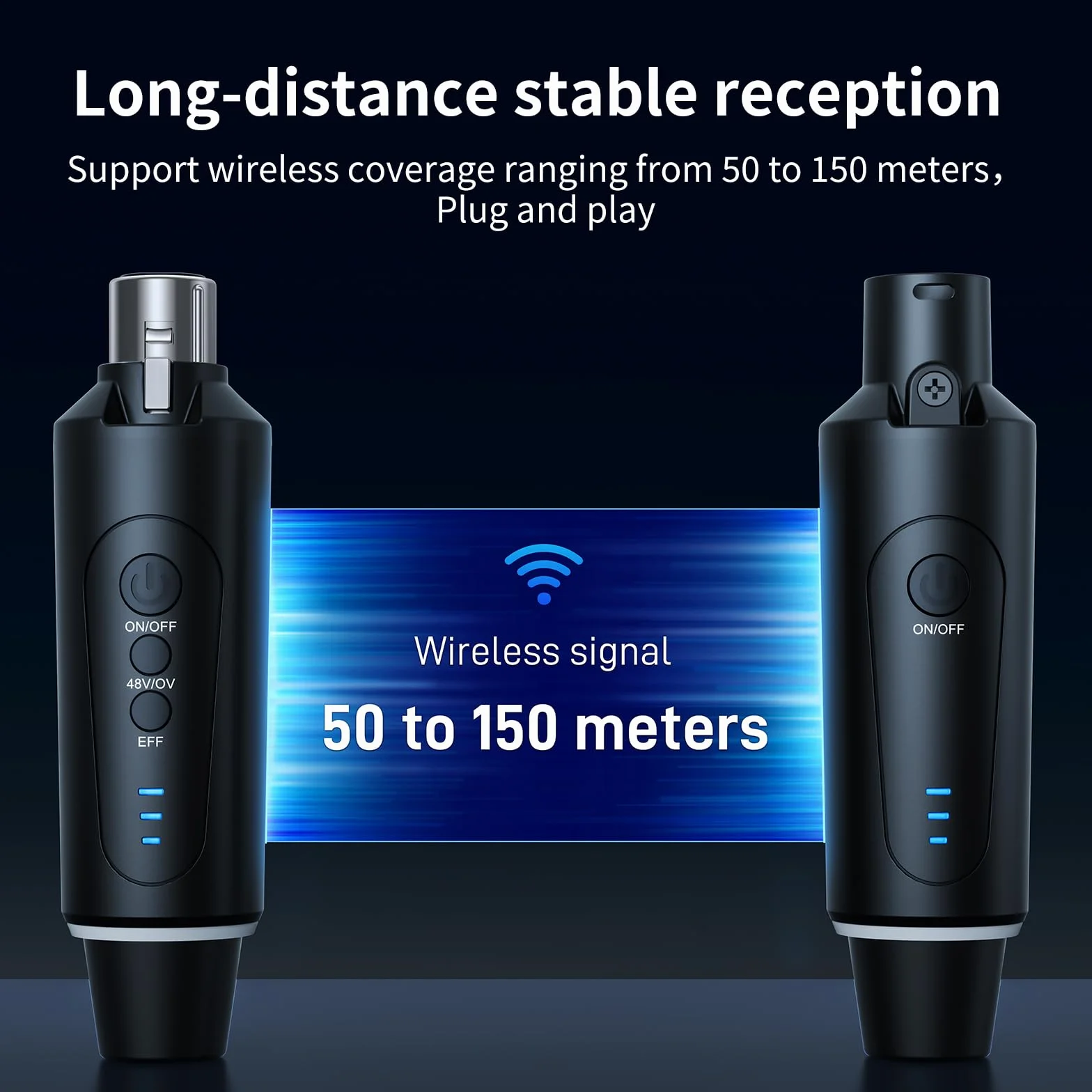 Microphone sans fil XLR 2,4 GHz émetteur récepteur 1 à 2 pour chant discours public 50-100 m