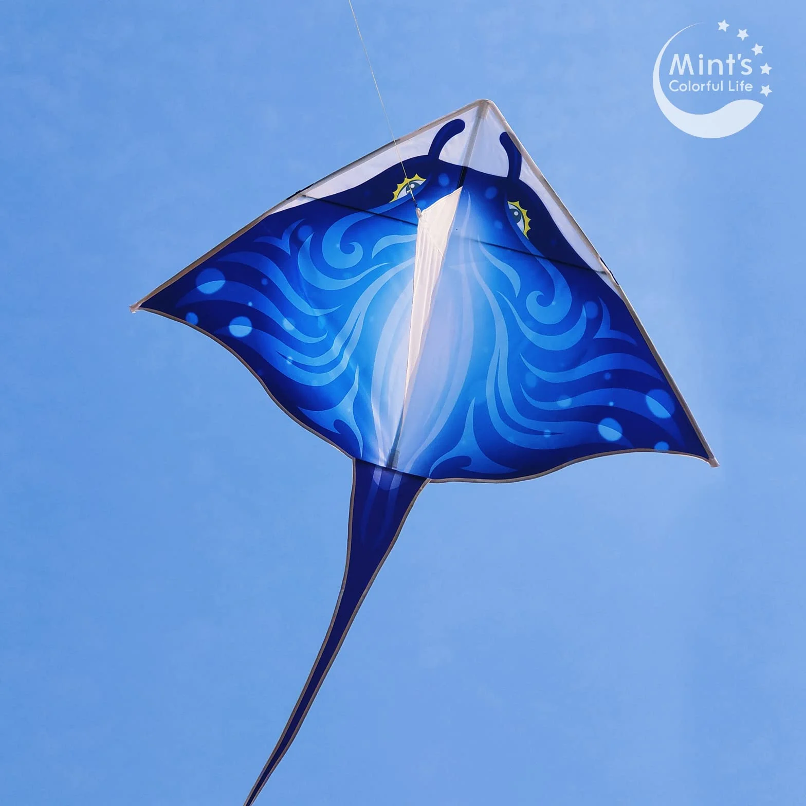 Cerf-volant poisson diable pour enfants adultes Bleu