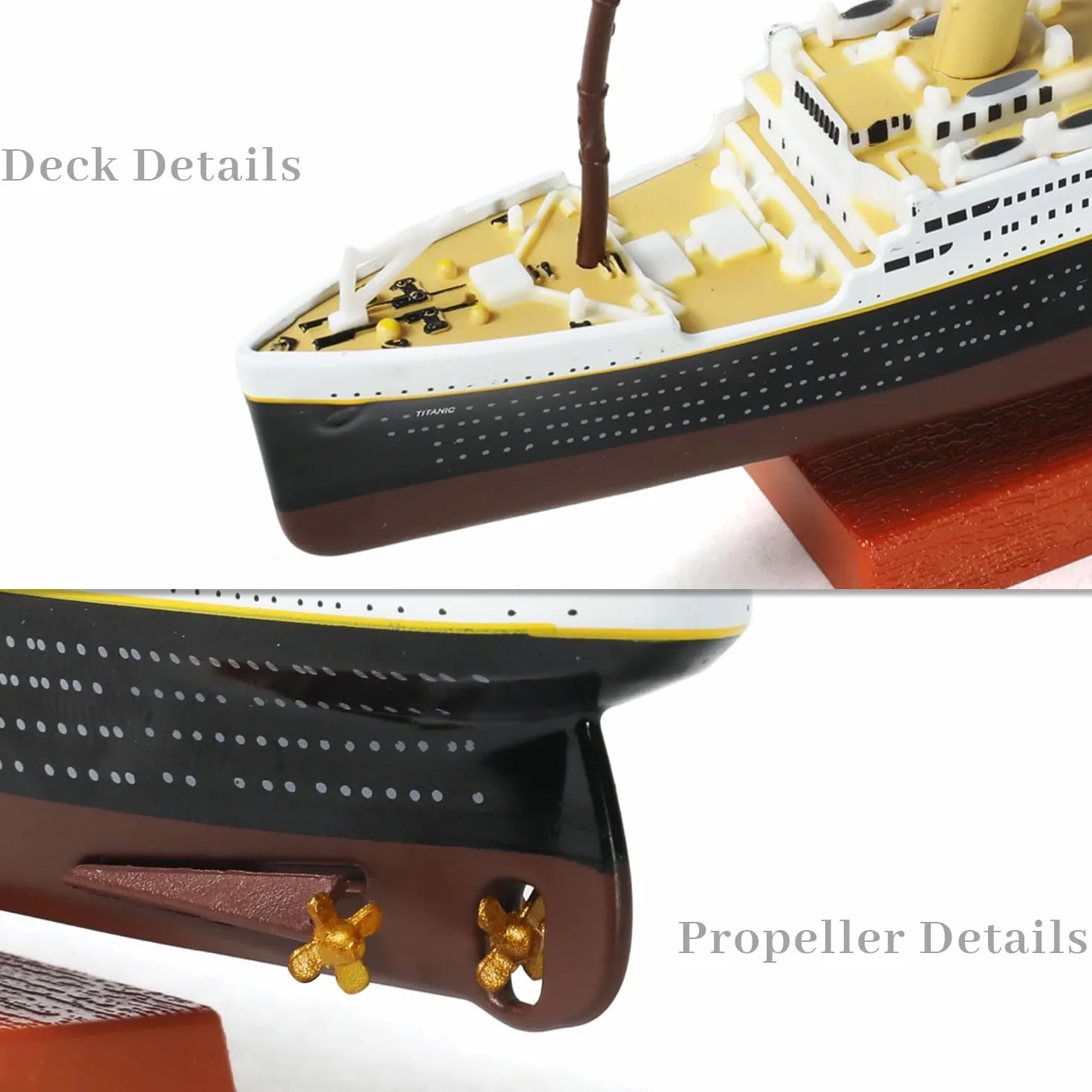 Maquette 1/1250 RMS Titanic, Bateau de croisière en Alliage métallique moulé sous Pression, avec présentoir en Bois