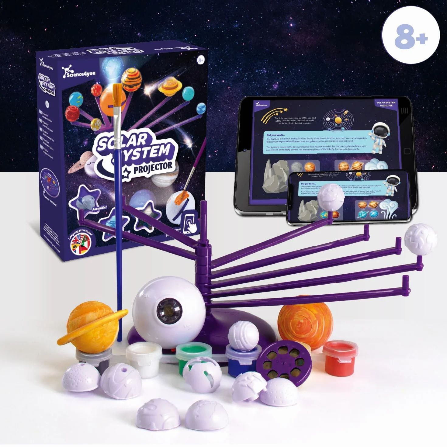 Science4you Système Solaire 3D Projecteur - Crée Assemble Peins Ton Propre Système Solaire Jouet Astronomie Garçons Filles 8 9 10 11 12+