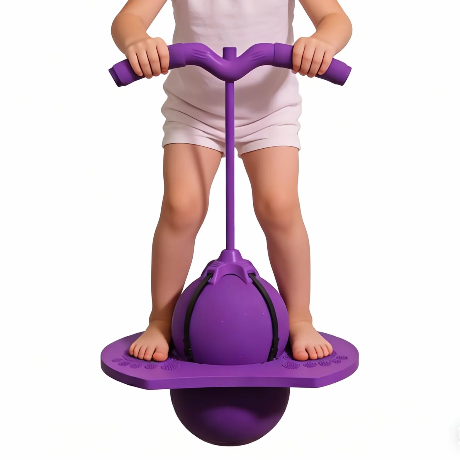 Jumping Balance Ball Toy Kids Trainer Bouncing Activity Toy for Coordination Practice PVC Inflatable Ball with Soft Foam Handle Bar