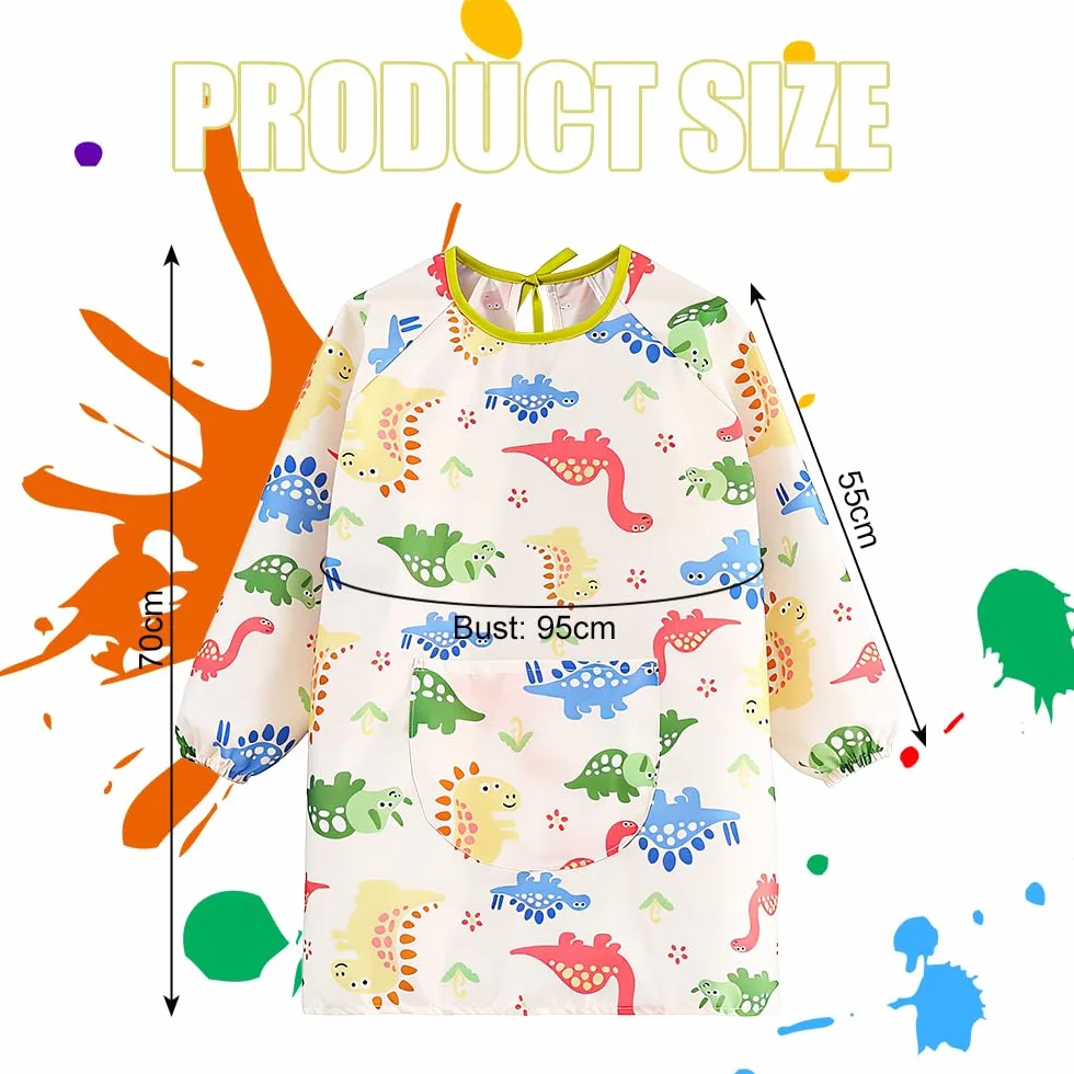 Tablier Peinture Enfant Imperméable 8-10 Ans avec Poches et Manches