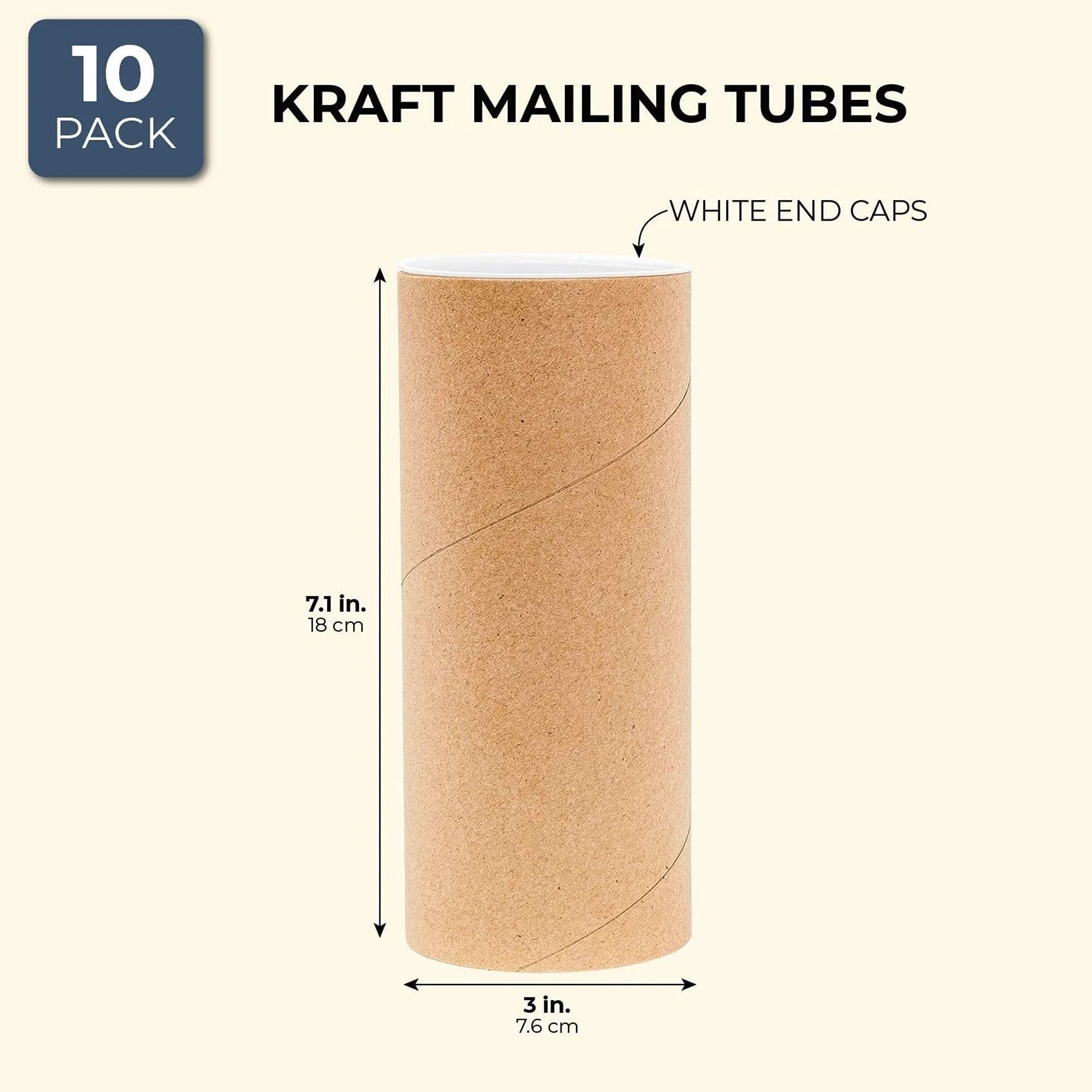 Tubes d'expédition ronds en carton 76 x 152 mm pour affiches, œuvres d'art, calendriers