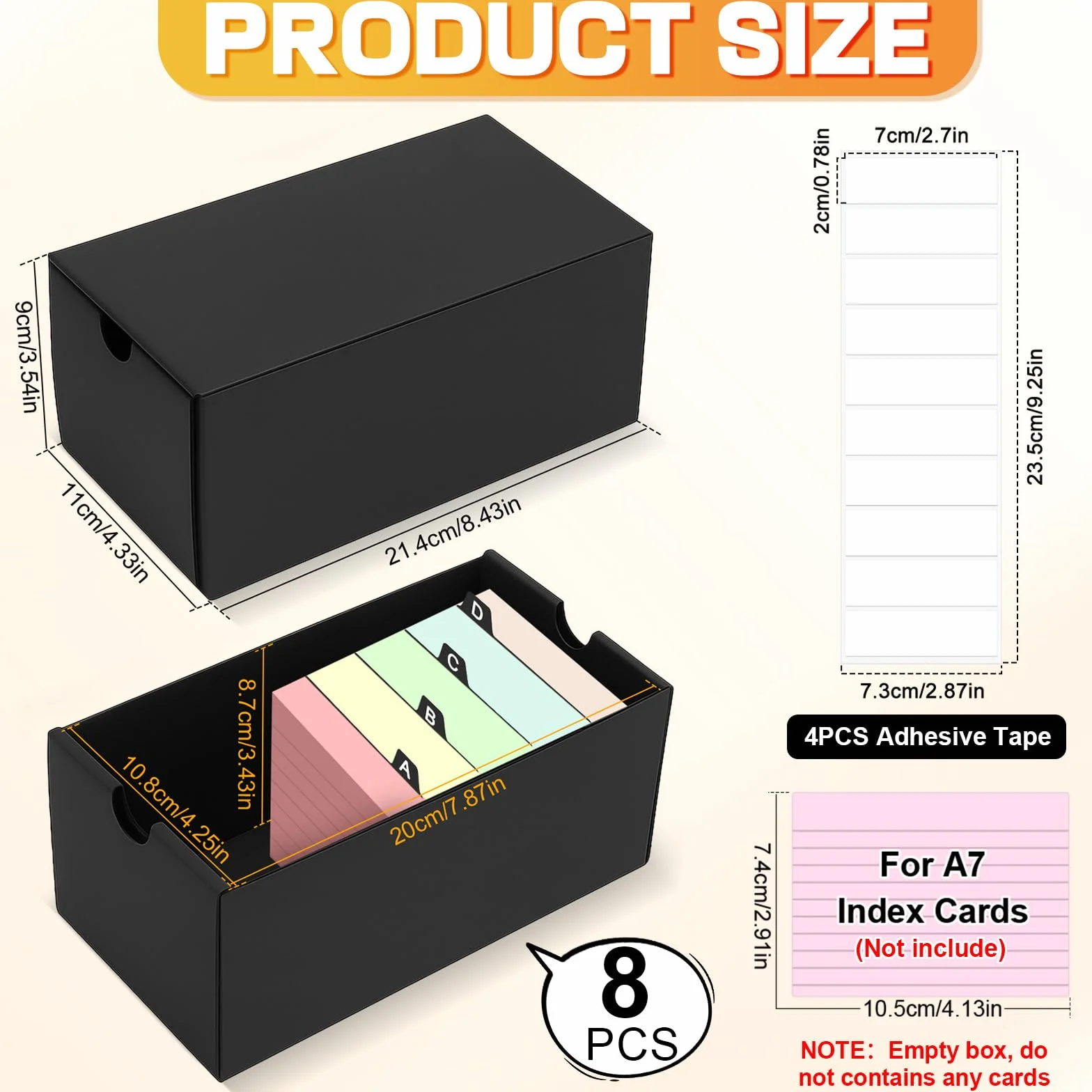 HIMOMO 8 pièces Boîtes à Fiches pour cartes A7, Boîte de cartes indexes 22,5 x 11,5 x 4,5 cm