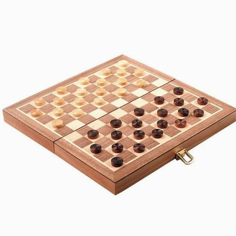 Coffret de jeu de dames jeu en bois