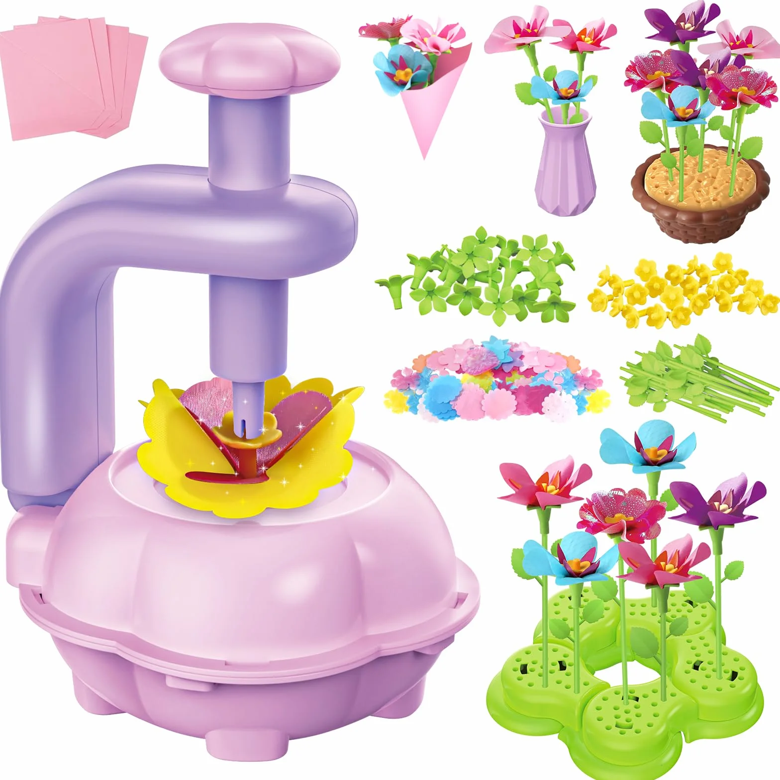 Kssvzz Activité Manuelle Fille, Jouet Enfant 4-10 Ans, Création Bouquet de Fleurs avec Machine à Fleurs, DIY Cadeau Bricolage 3 Ans+