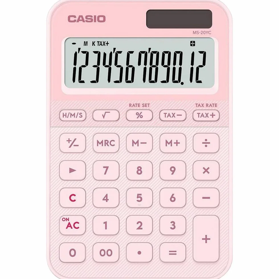 CASIO MS-20YC Calculatrice de Bureau compacte Rose Clair