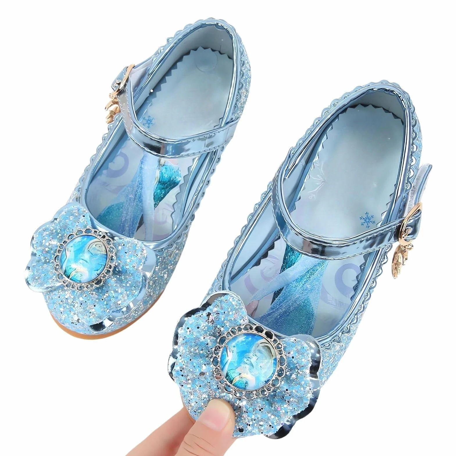 Basket Enfant Fille Princesse Elsa Chaussures Danse Paillettes Costume Princesse Cosplay Noël (D1-Blue, 28)
