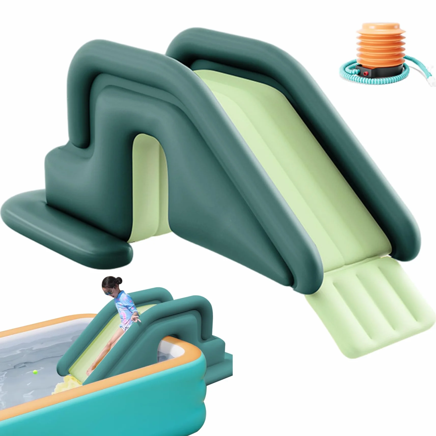 Toboggan de Piscine Gonflable en PVC avec Pompe à air pour Cour extérieure et intérieure, 78, 7 x 31, 5 x 33, 5 Pouces