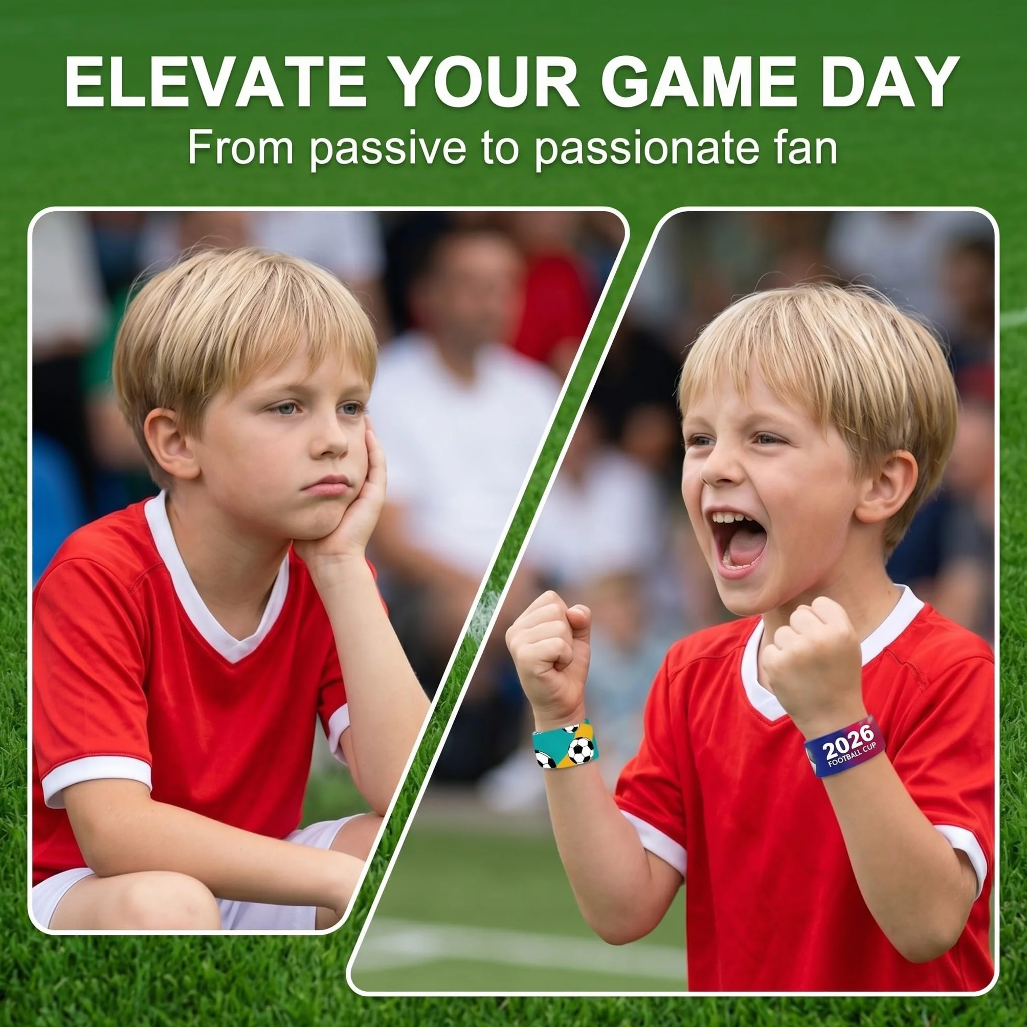 Bracelets Claquants Football pour Enfants, 20 Pièces PVC, 12 Designs Assortis 22x3cm