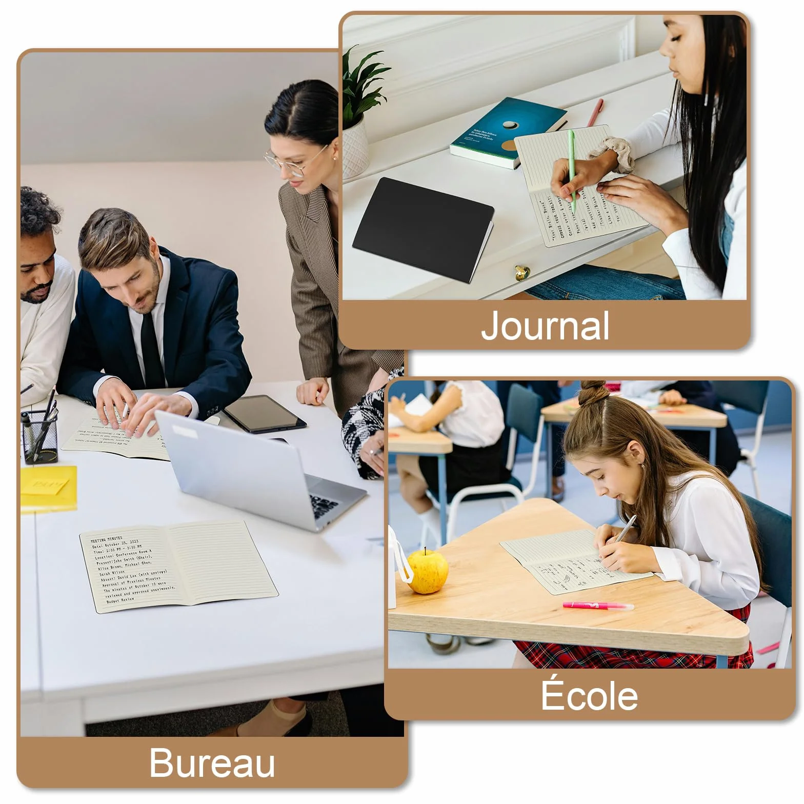 Cahiers Lignés A5 Lot de 5 Blocs Carnet de Notes Couverture Kraft Noire 60 Pages
