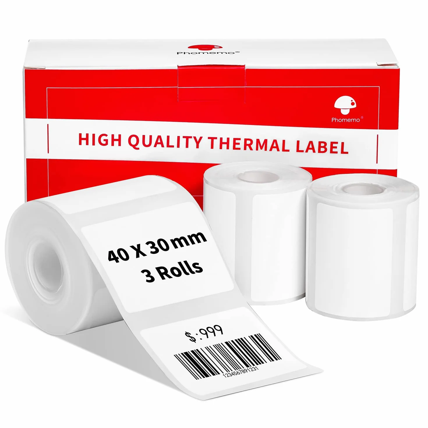 Phomemo M120/M110 Étiquettes Thermiques 3 Rouleaux 40x30mm Papier pour Imprimante
