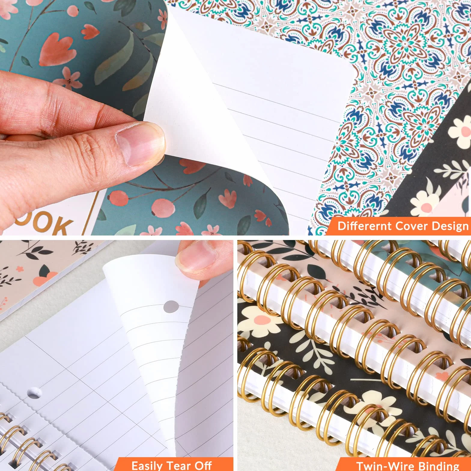 Carnet de notes A4 ligné avec anneau souple 29,6 x 23 cm Paquet de 5