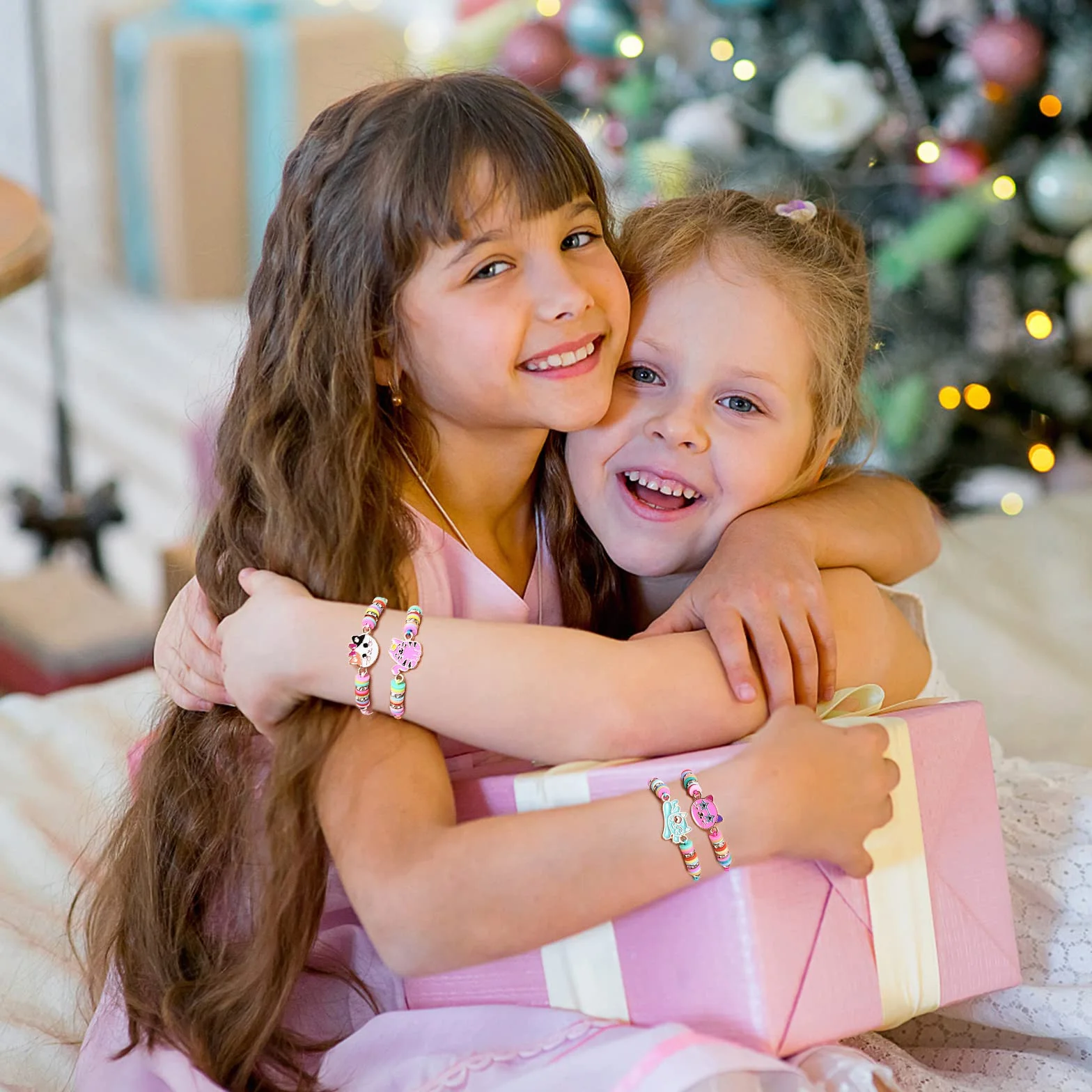 Toyssa 12 Pièces Bracelet Enfant Fille, Bracelet Amitié Tissé Réglable (Chat)