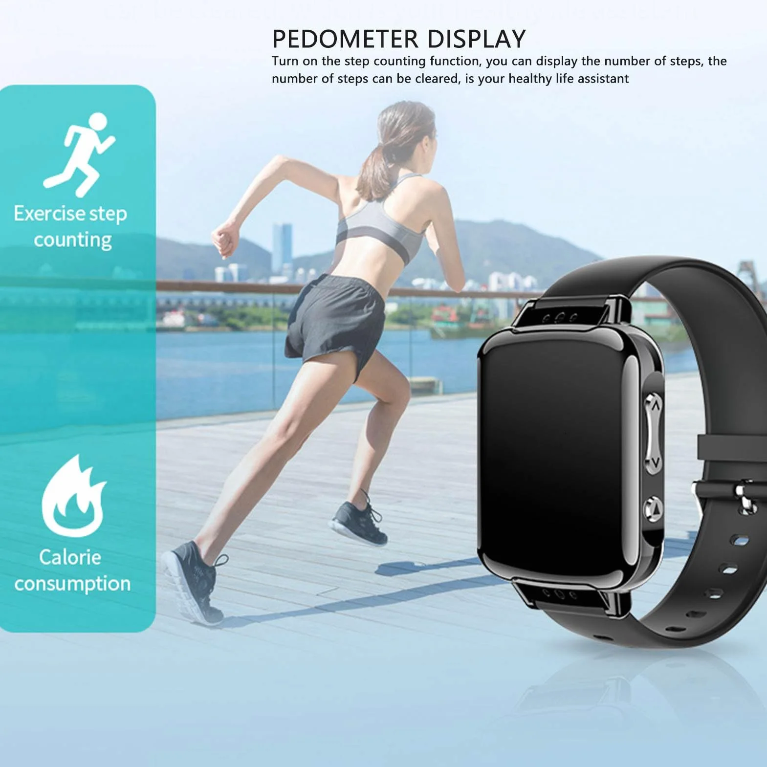 Montre Enregistreur Intelligente Vocale Bluetooth 4.2 avec Lecture MP3 HiFi et Police Blanche