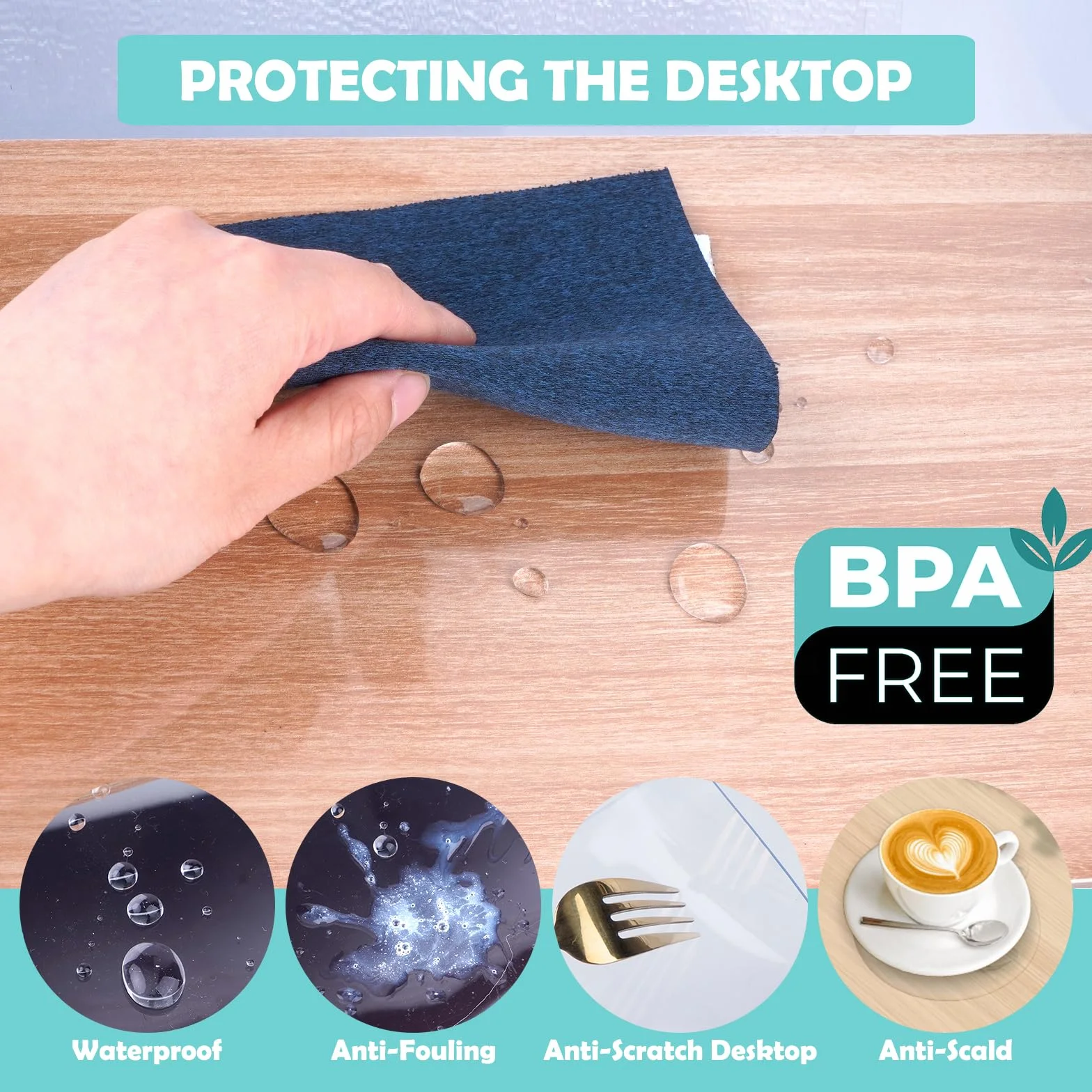 Tapis de Bureau Transparent 80 x 40 cm PVC Protection Bureau Antidérapant Résistant à la Chaleur