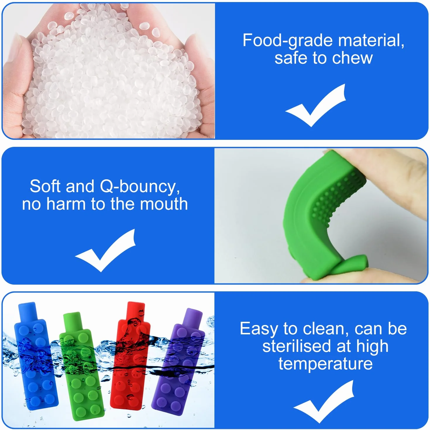Lot de 4 Embouts de Crayon À Mâcher Silicone Sensoriels pour Dentition, Autisme, TDAH, Enfants