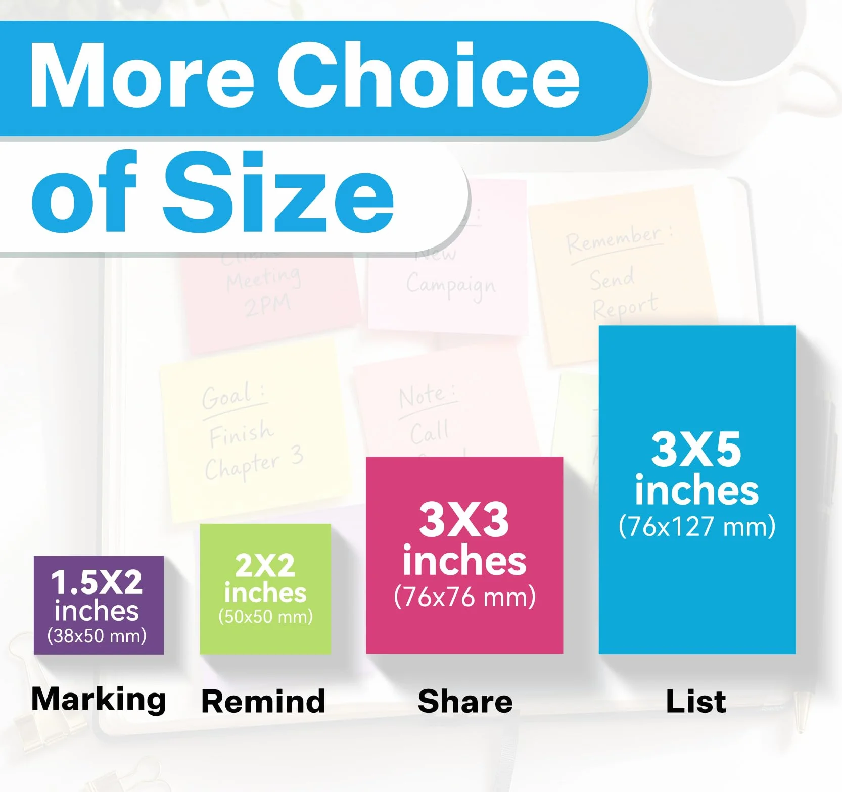 Agoer 1200 Notes Sticky Notes Lot de 12 Blocs Autocollantes 76 x 127 mm 100 Feuilles par Bloc 12 Couleurs