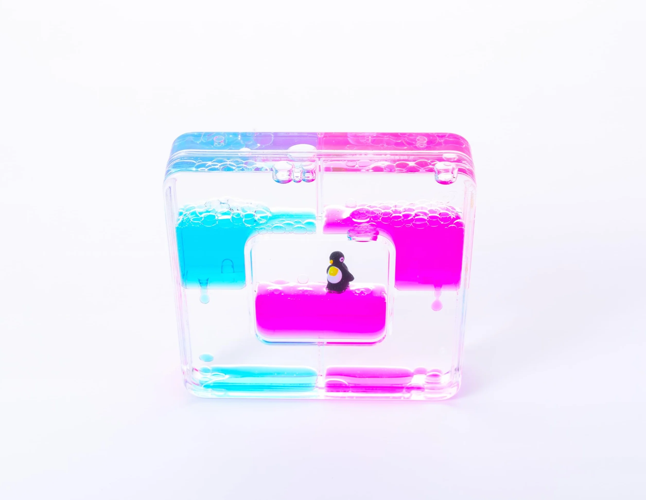 Liquid Sensory Square Penguin Timer pour Autisme, Besoins sensoriels, TDAH, Réduction Stress Anxiété