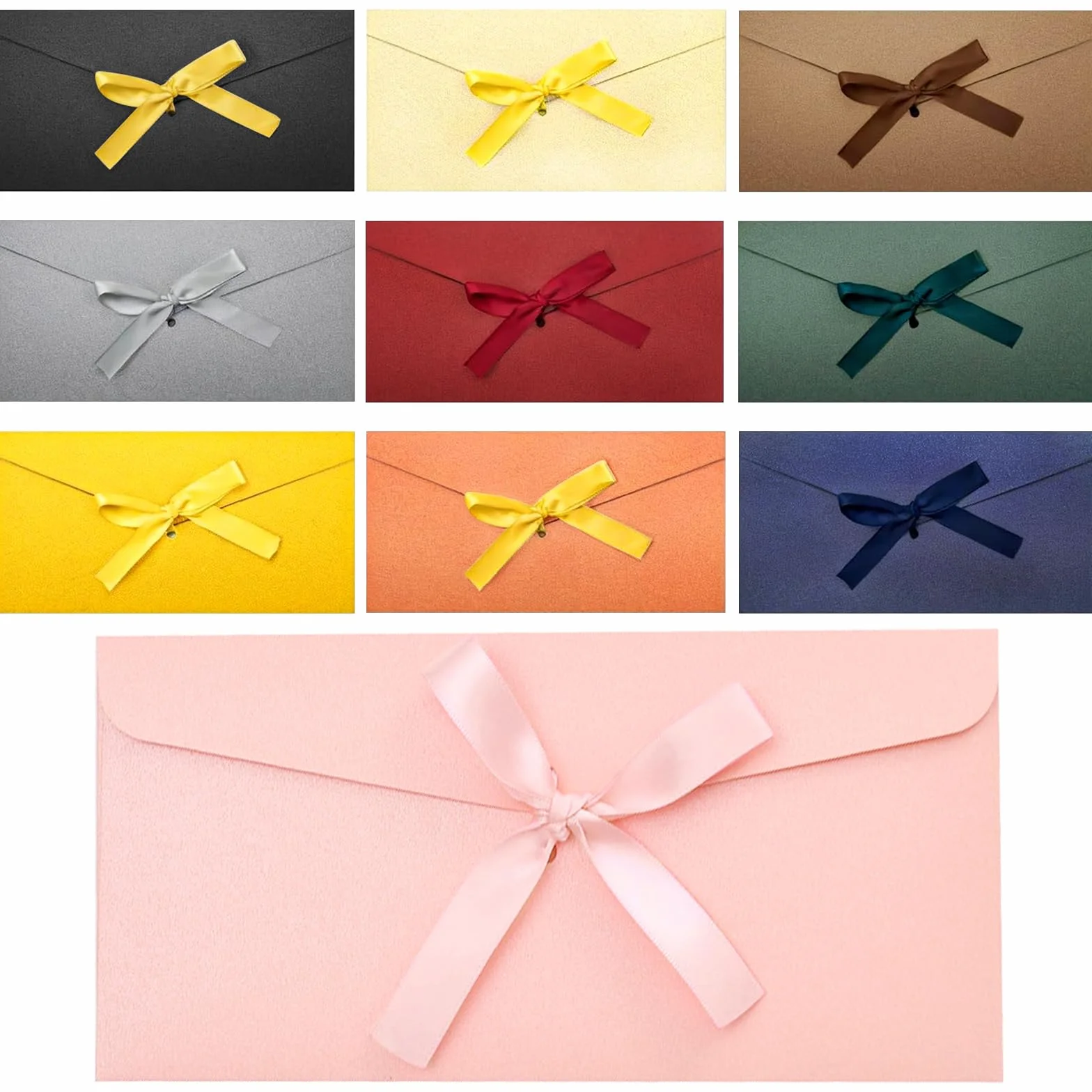 SUPGOD 10 Pcs Enveloppes Rétro Colorées en Papier Kraft avec Ruban pour Cadeau Noel