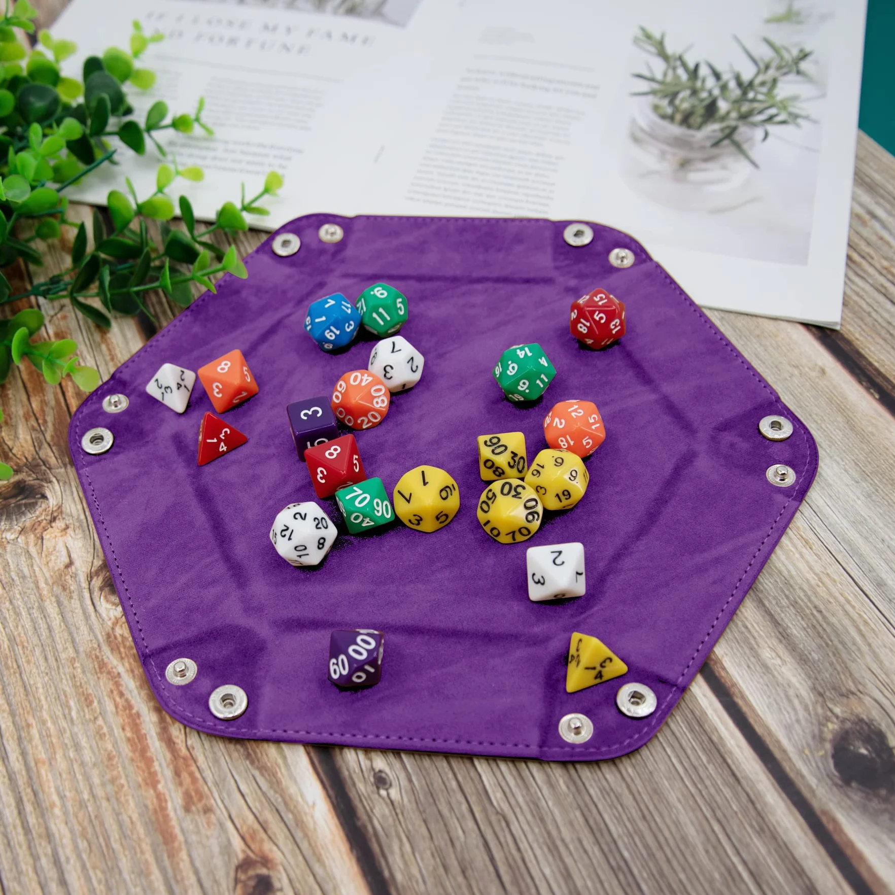 SIQUK 2 Pièces Plateau de Dés Pliable Cuir Velours pour Jeux de Table DND RPG (Violet, Bleu Ciel)