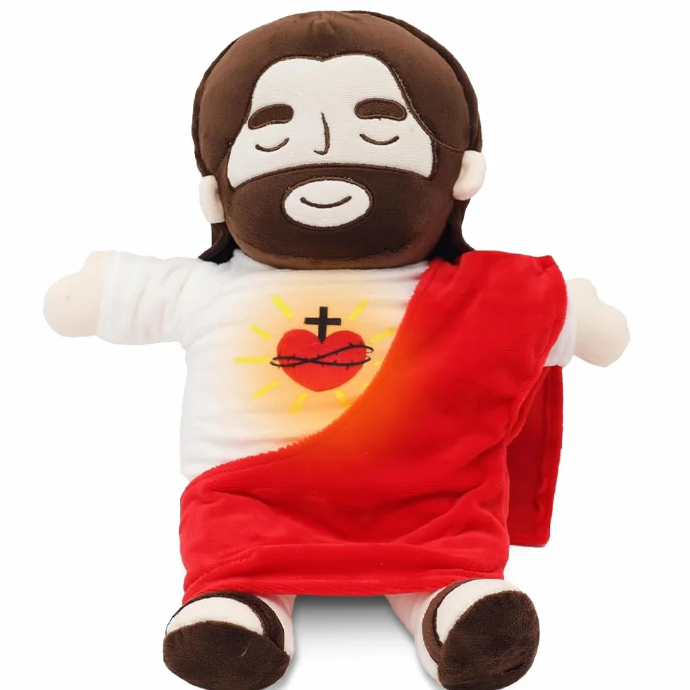 Peluche Jésus Respirant 40 cm avec Musique et Lumières