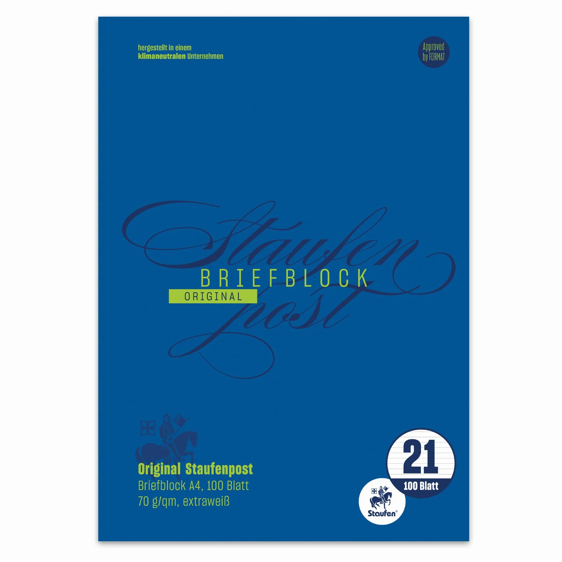 Style Staufen Bloc à lettres DIN A4 100 feuilles papier à lettres ligné 70 g/m²