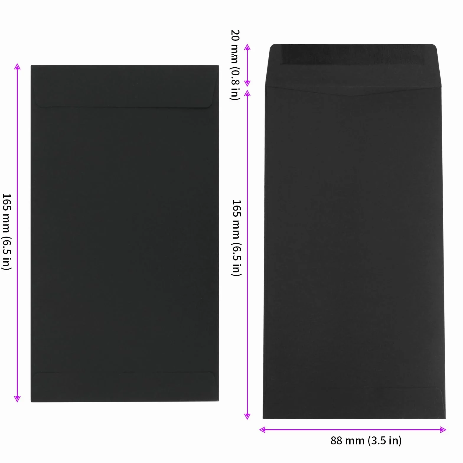 JEUIHAU 200 petites enveloppes noires en papier kraft 3,5 x 6,5 pouces mini enveloppes de graines