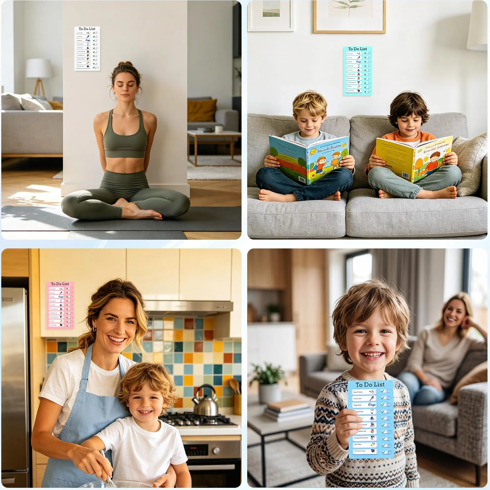 Tableau Routine Enfant 4 Pièces To Do List avec 30 Feuilles de Papier Vierge