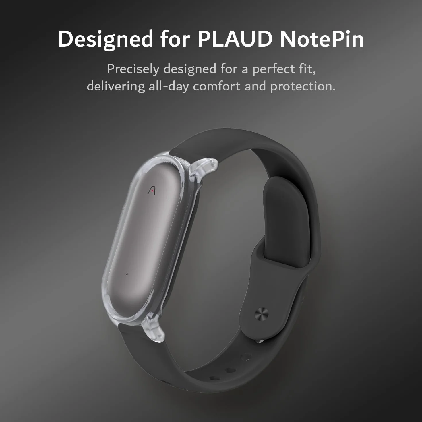 TUDIA Étui PC à Clipser Bracelet en Silicone réglable pour PLAUD NotePin AI Noir