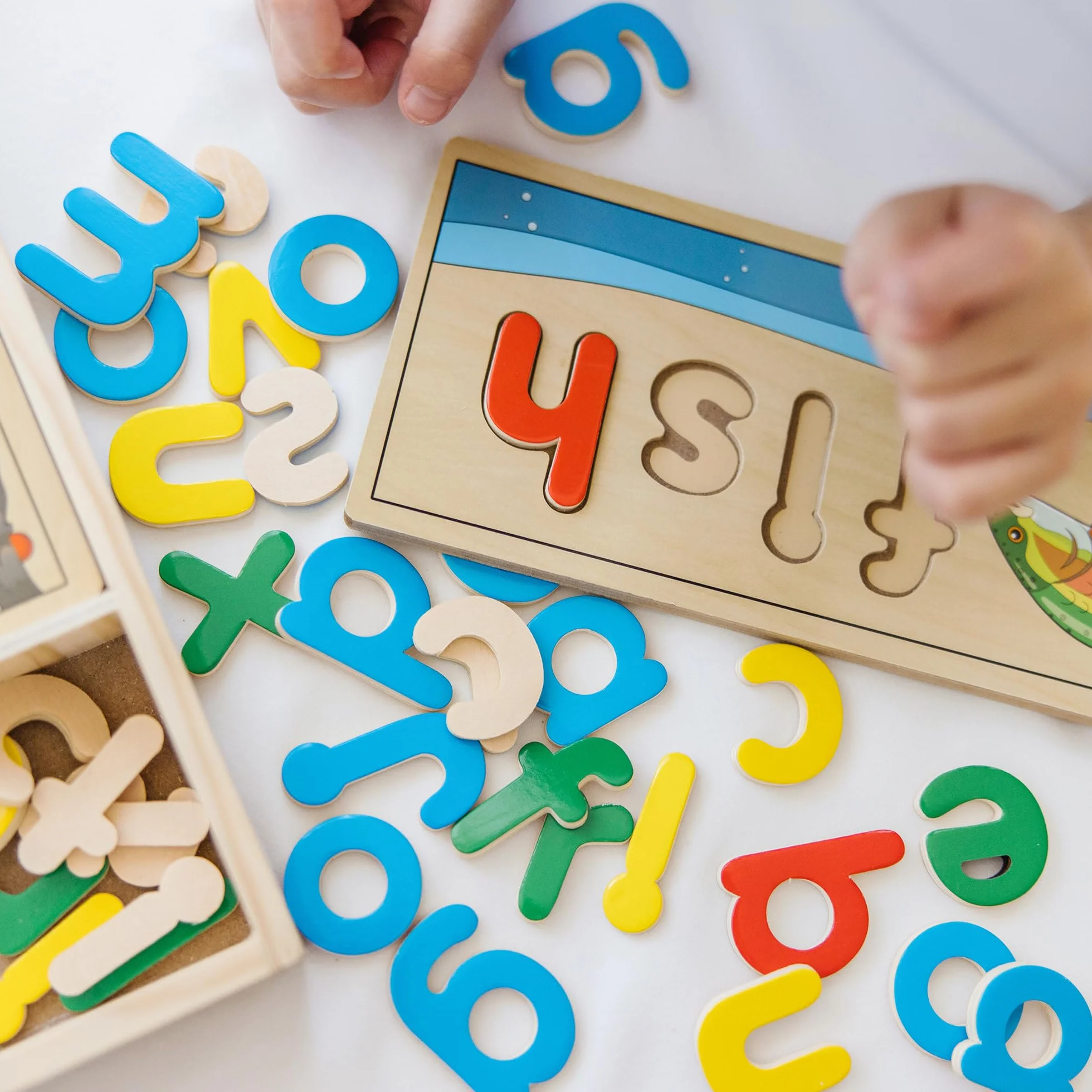 Melissa & Doug Voir Et Épeler en Anglais - 8 Planches À Double Face - Jeu Éducatif en Bois - Jouet Développement Apprentissage - Cadeau Enfant 4 Ans+